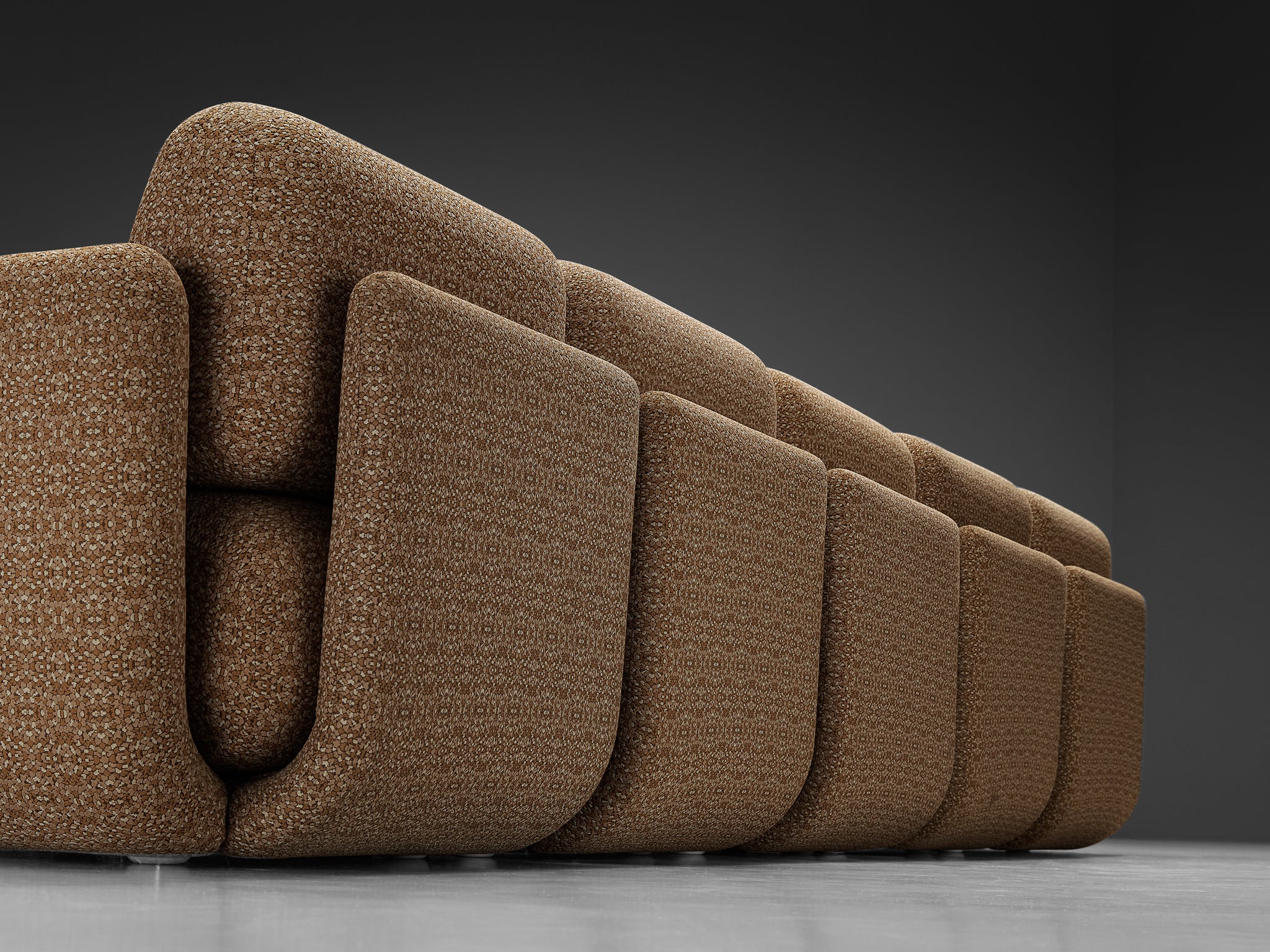 1970s Post-Modern Sectional Sofa in Beige Patterned Fabric Seating Morentz