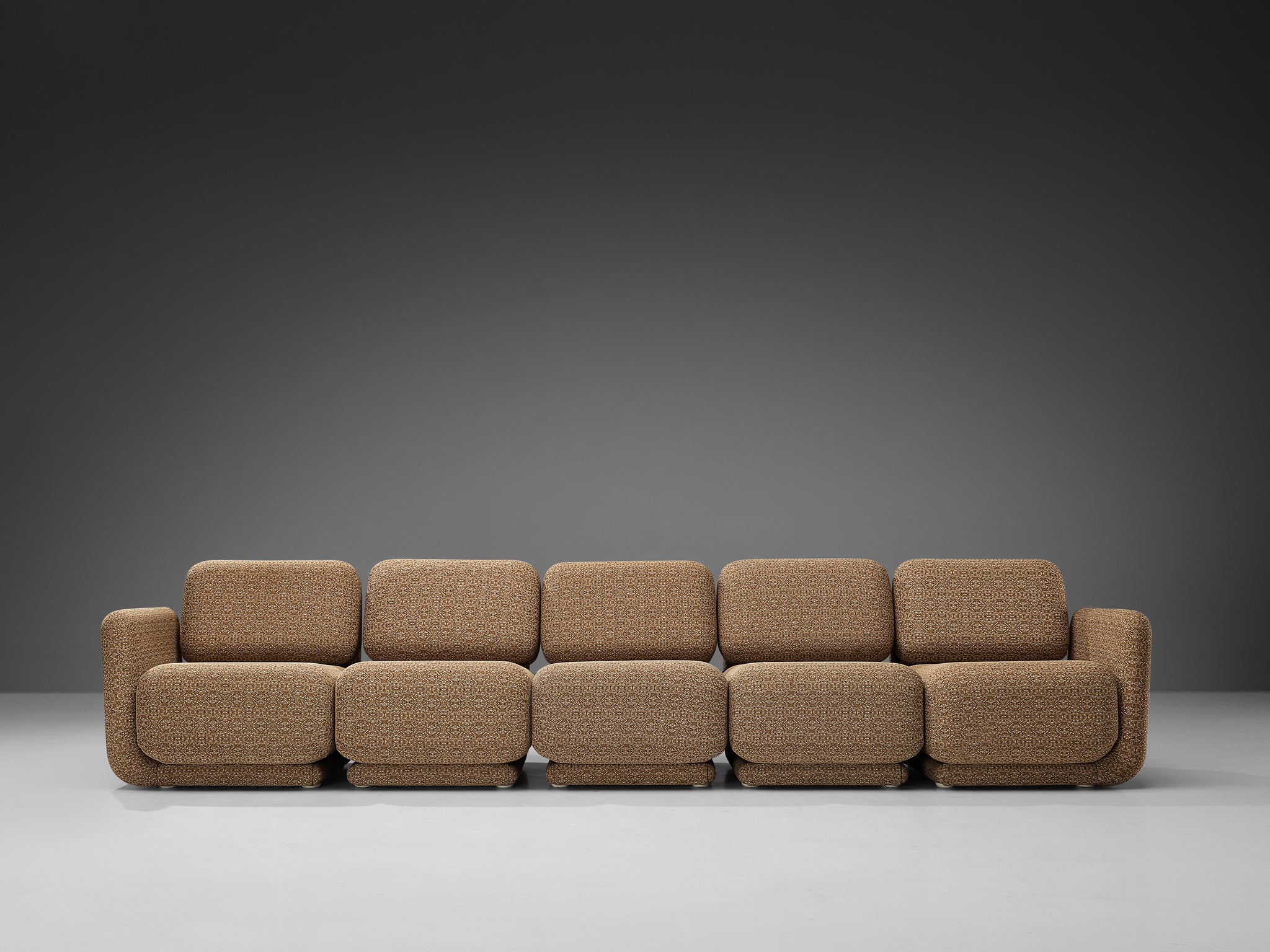 1970s Post-Modern Sectional Sofa in Beige Patterned Fabric Seating Morentz