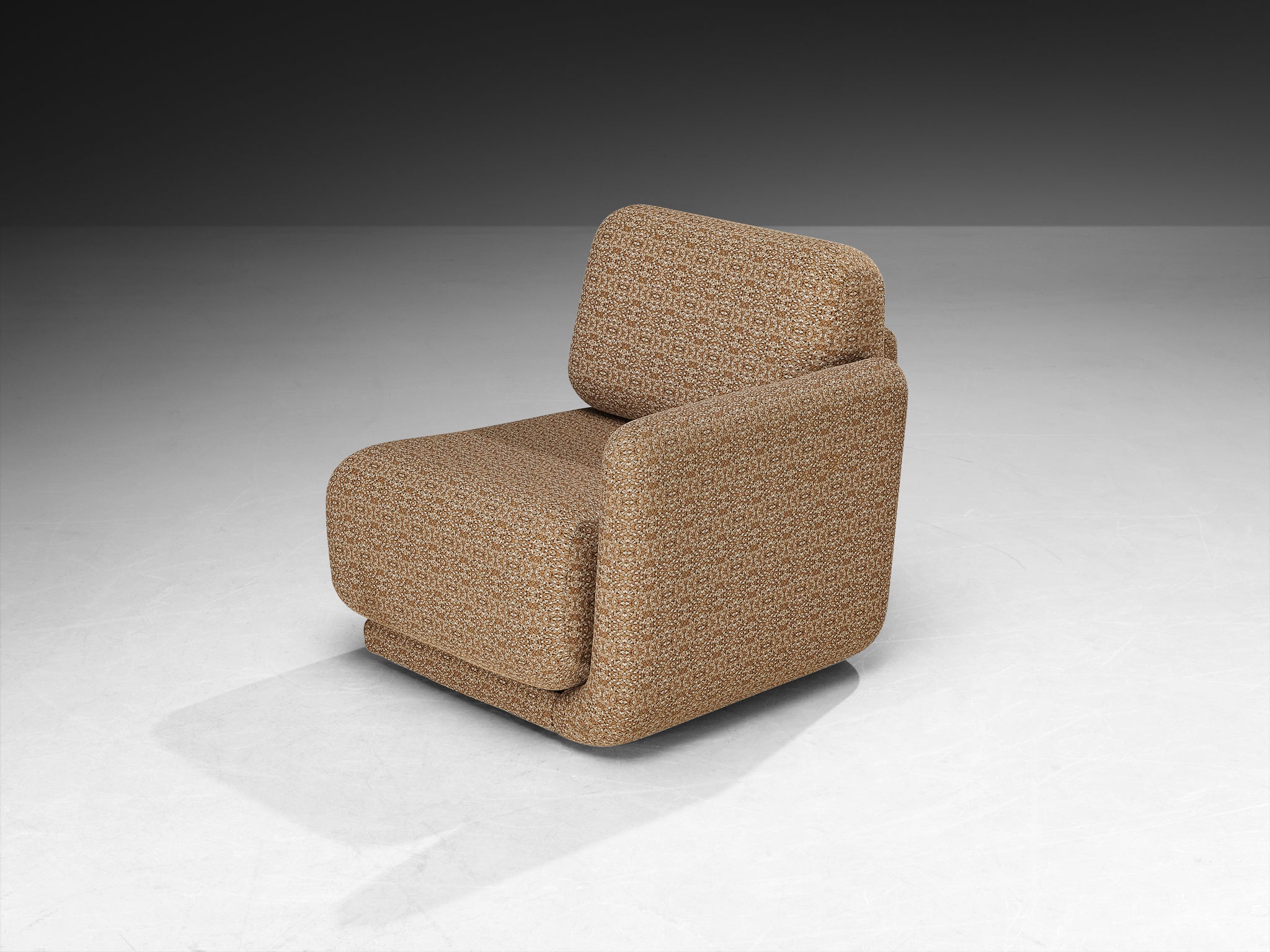 1970s Post-Modern Lounge Chairs in Beige Patterned Fabric Seating Morentz