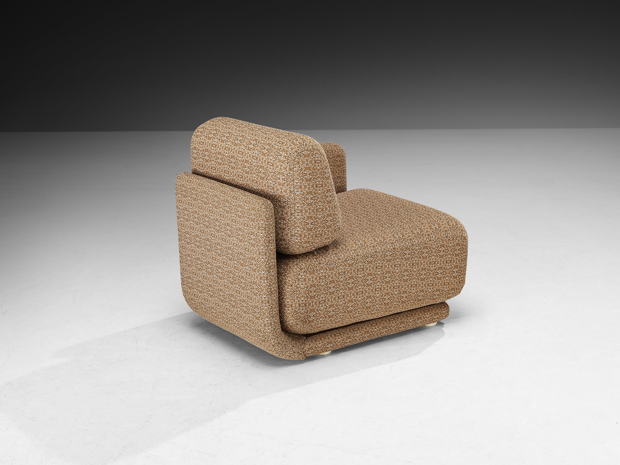 1970s Post-Modern Lounge Chairs in Beige Patterned Fabric Seating Morentz