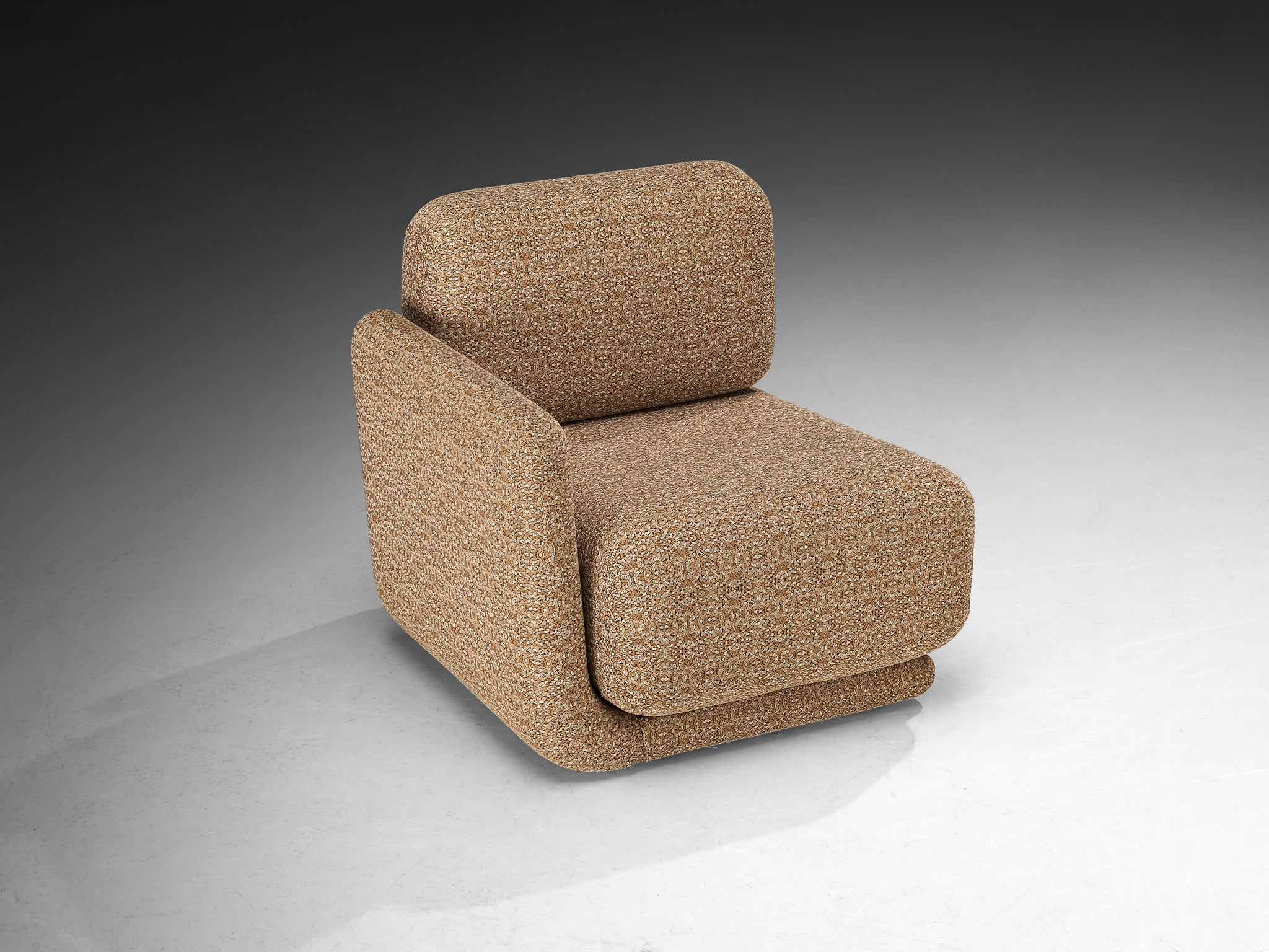 1970s Post-Modern Lounge Chairs in Beige Patterned Fabric Seating Morentz