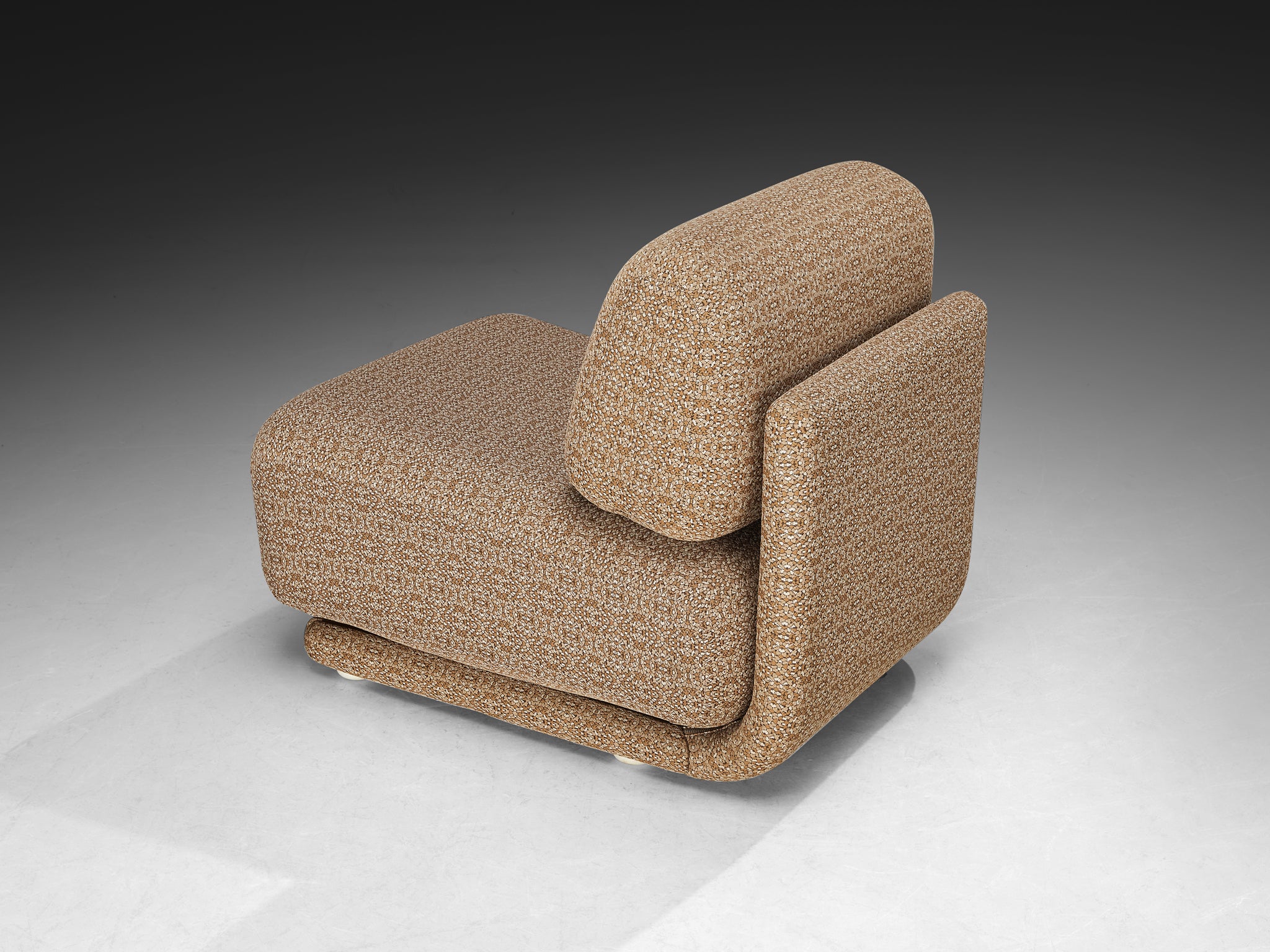 1970s Post-Modern Lounge Chair in Beige Patterned Fabric Seating Morentz