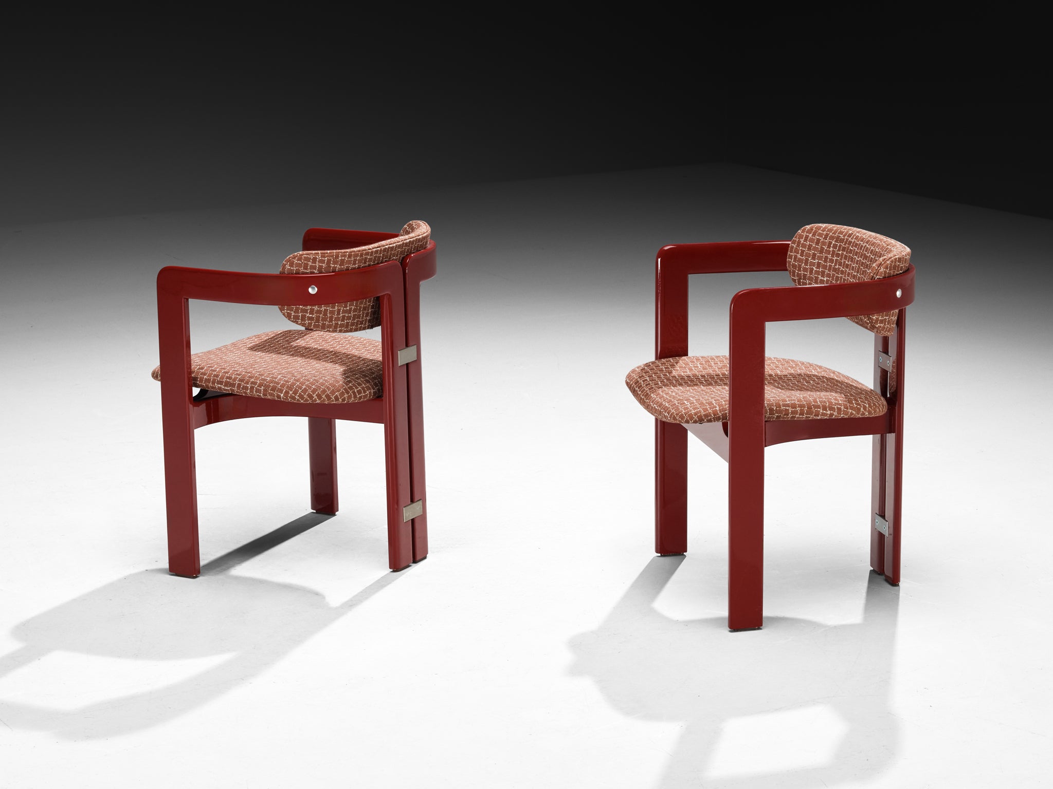 Augusto Savini for Pozzi Set of Four 'Pamplona' Dining Chairs in Red Lacquer Seating Morentz