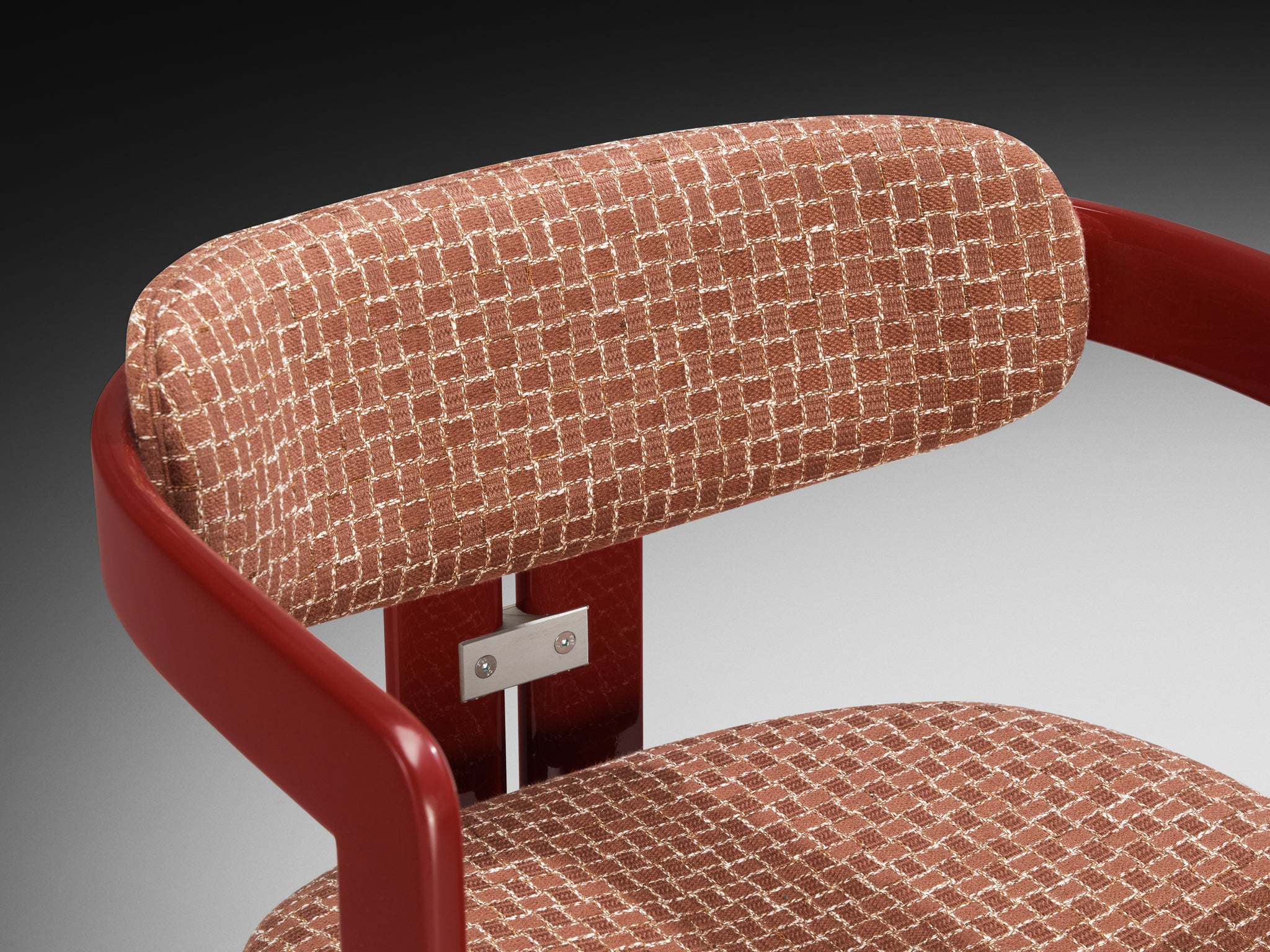 Augusto Savini for Pozzi Set of Four 'Pamplona' Dining Chairs in Red Lacquer Seating Morentz