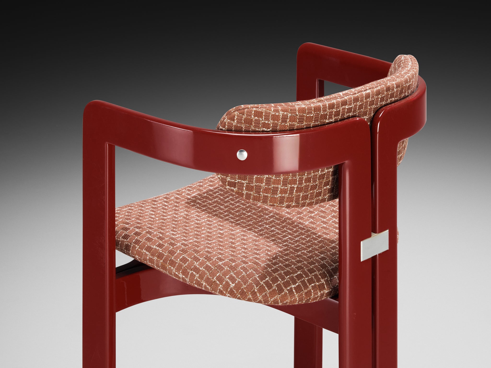 Augusto Savini for Pozzi Set of Four 'Pamplona' Dining Chairs in Red Lacquer Seating Morentz