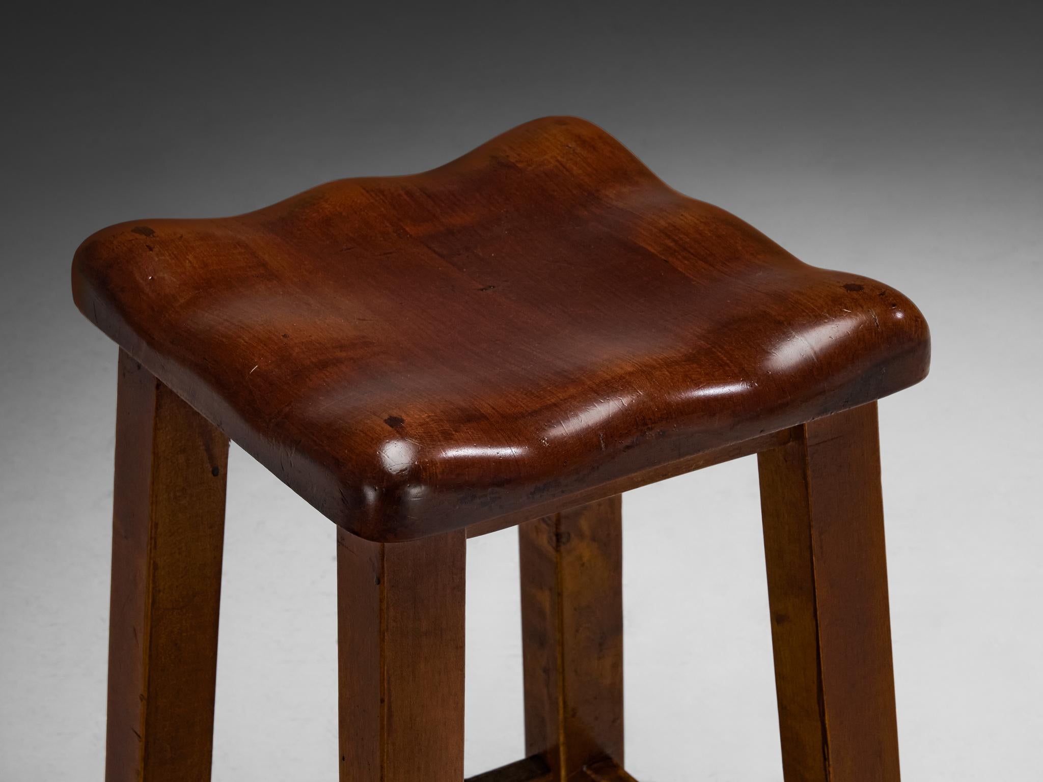 Sturdy Italian Stools with Handcrafted Organic Seats in Walnut seating Morentz