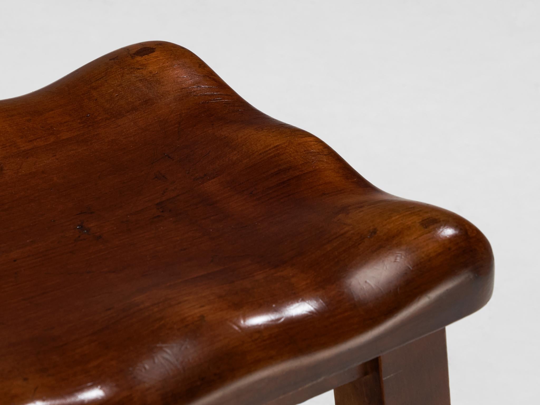 Sturdy Italian Stools with Handcrafted Organic Seats in Walnut seating Morentz