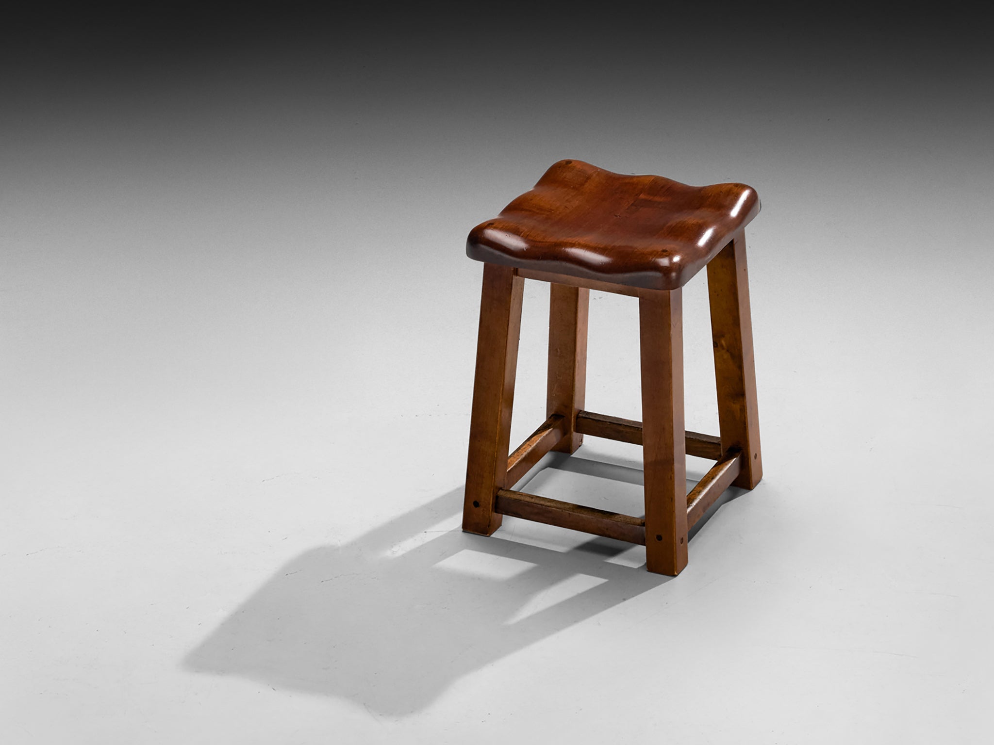 Sturdy Italian Stool with Handcrafted Organic Seat in Walnut Seating Morentz