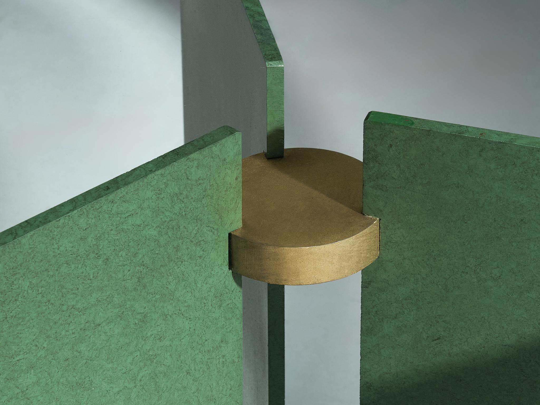 Art Deco Inspired Dining Table in Glass and Green Lacquered Steel tables Morentz