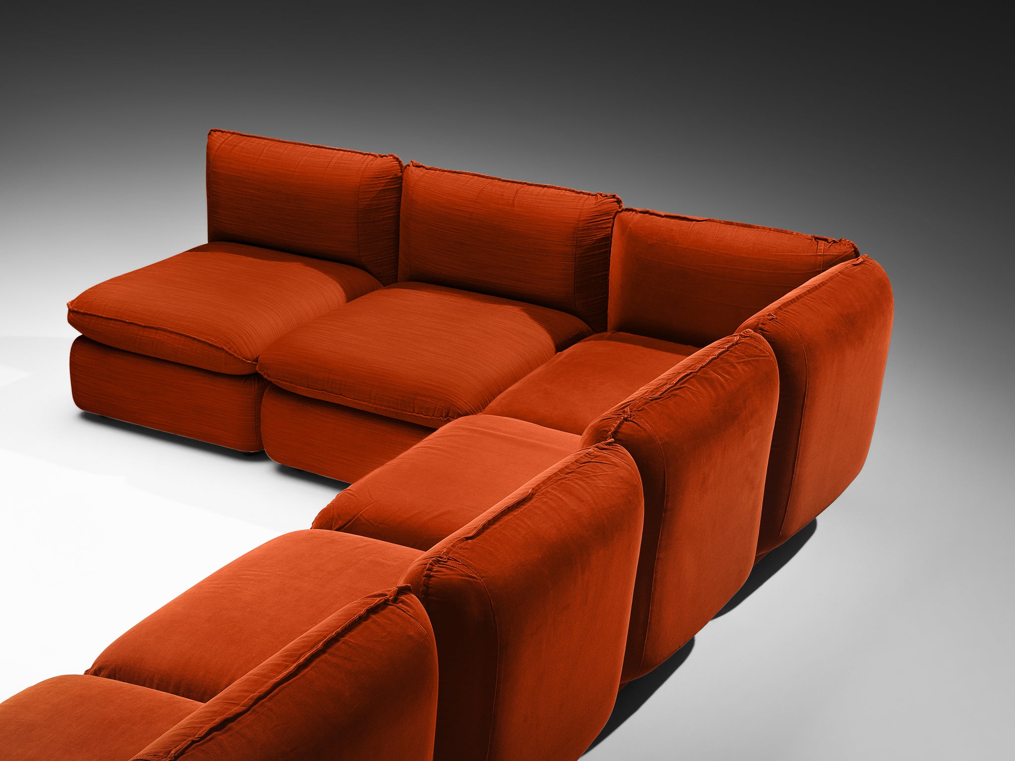 IPE Cavalli Italian Sectional Sofa in Red Upholstery Seating Morentz