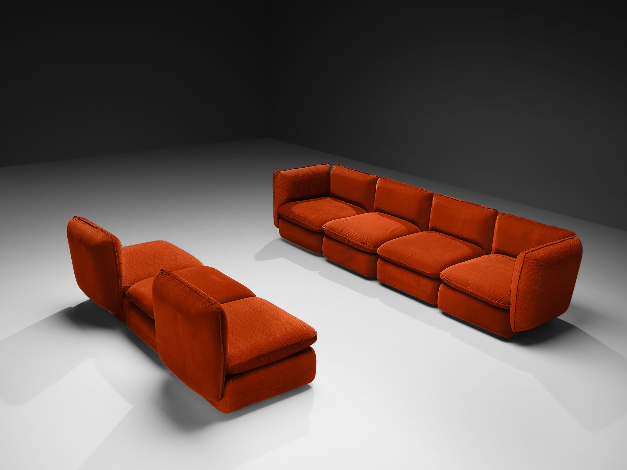 IPE Cavalli Italian Sectional Sofa in Red Upholstery Seating Morentz