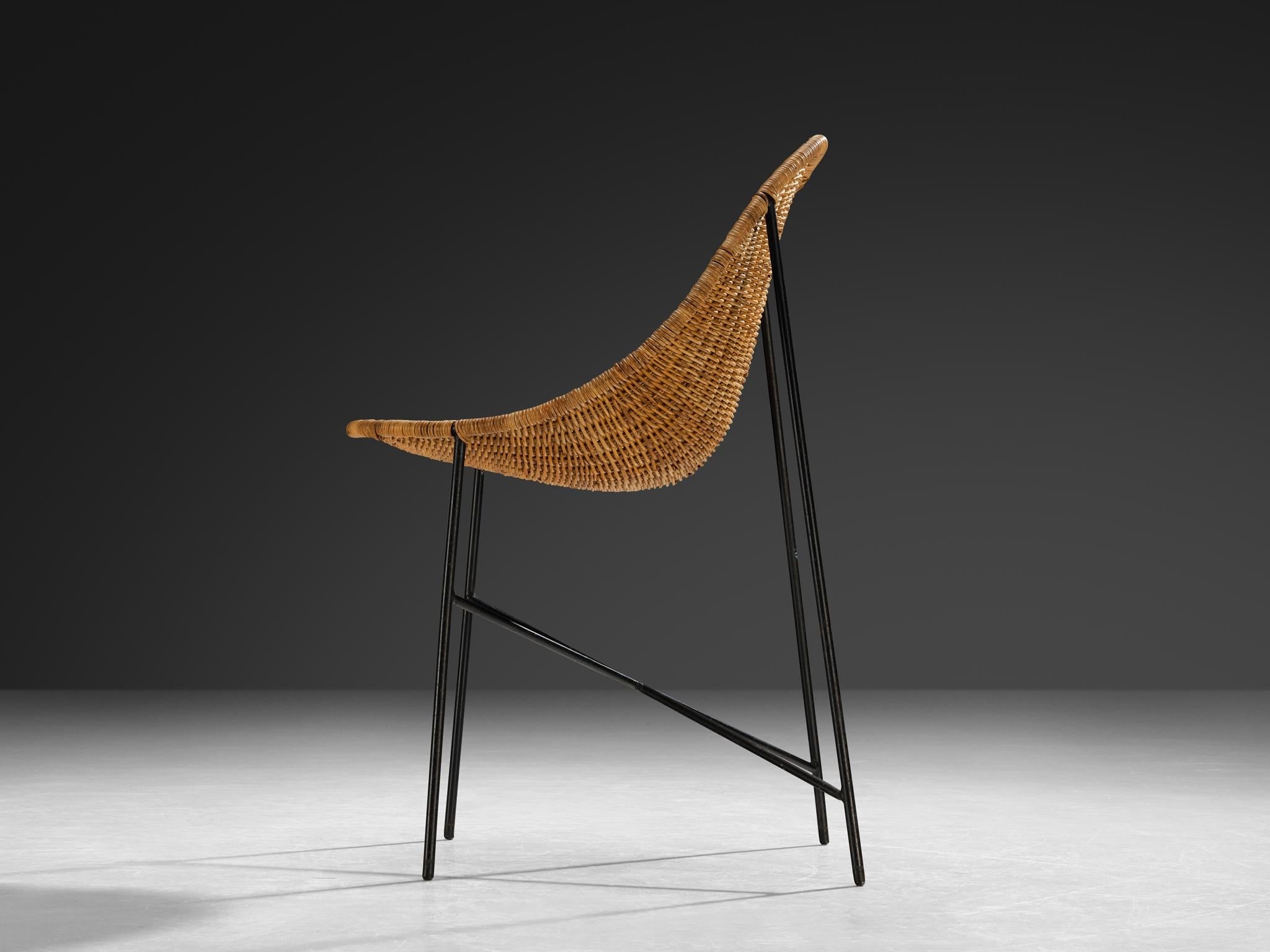 Georges and Hermine Laurent Set of Six Dining Chairs in Cane and Steel seating Morentz