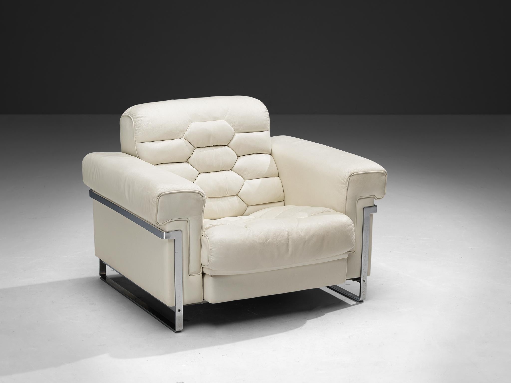 Robert Haussmann for De Sede 'DS-P' Pair of Lounge Chairs in White Leather seating Morentz