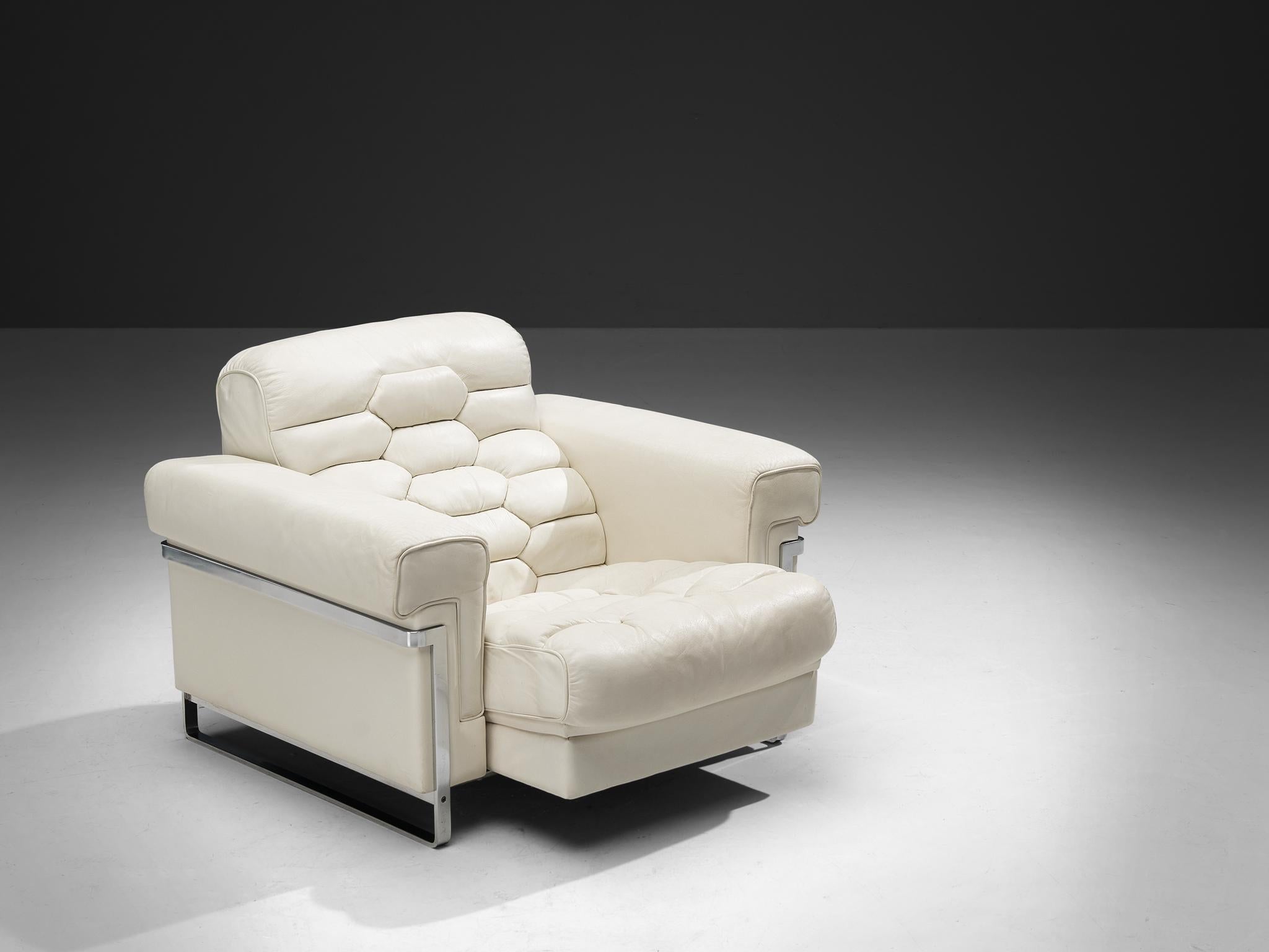 Robert Haussmann for De Sede 'DS-P' Pair of Lounge Chairs in White Leather seating Morentz