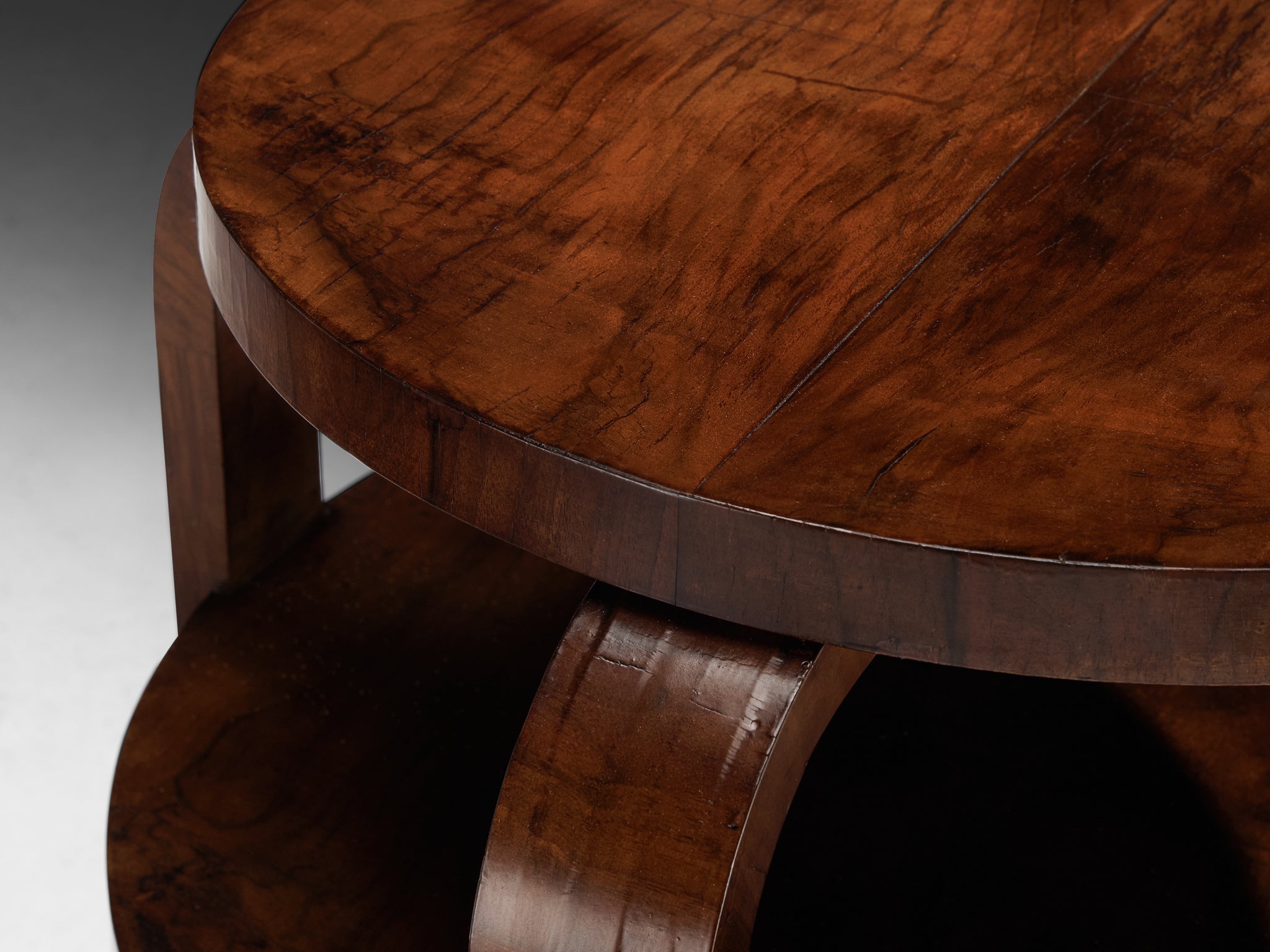 Art Deco Italian Round Side Table in Walnut Tables Morentz