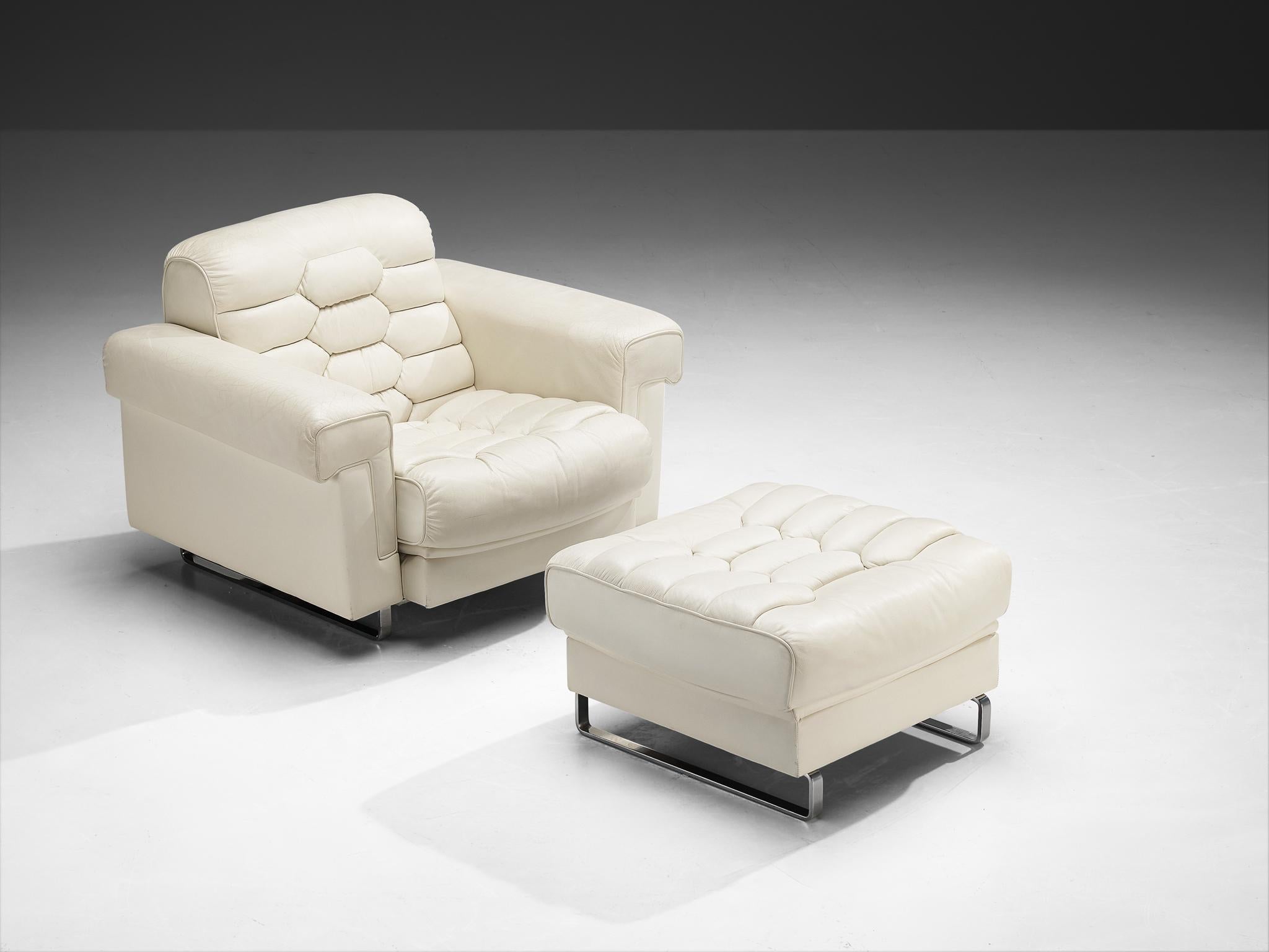 Robert Haussmann for De Sede 'DS-P' Lounge Chair with Ottoman in Leather seating Morentz