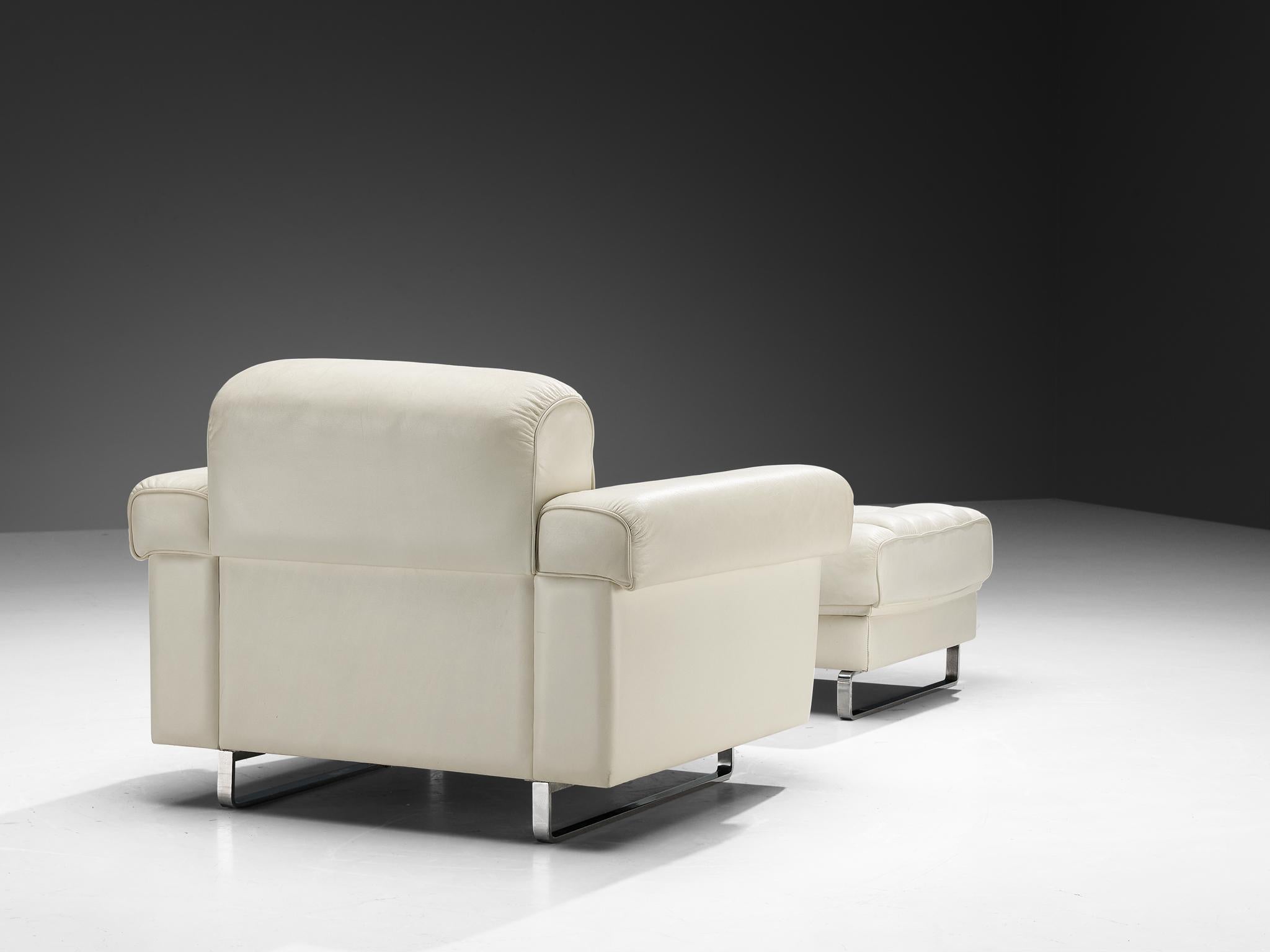 Robert Haussmann for De Sede 'DS-P' Lounge Chair with Ottoman in Leather seating Morentz