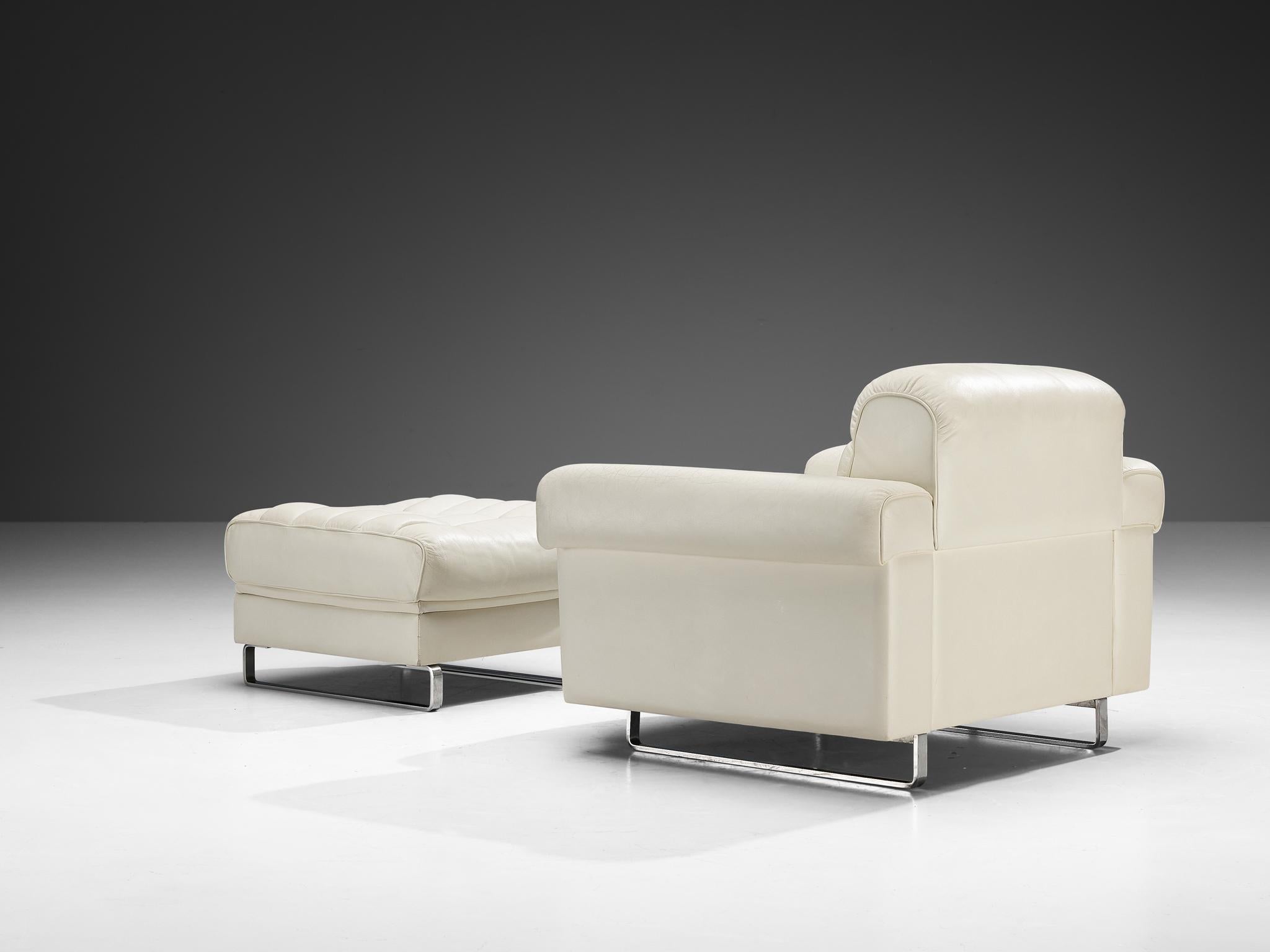 Robert Haussmann for De Sede 'DS-P' Lounge Chair with Ottoman in Leather seating Morentz