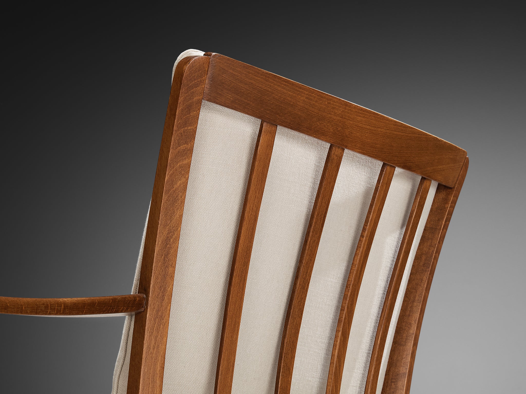 Armchair in Solid Wood and Neutral Cushions Seating Morentz