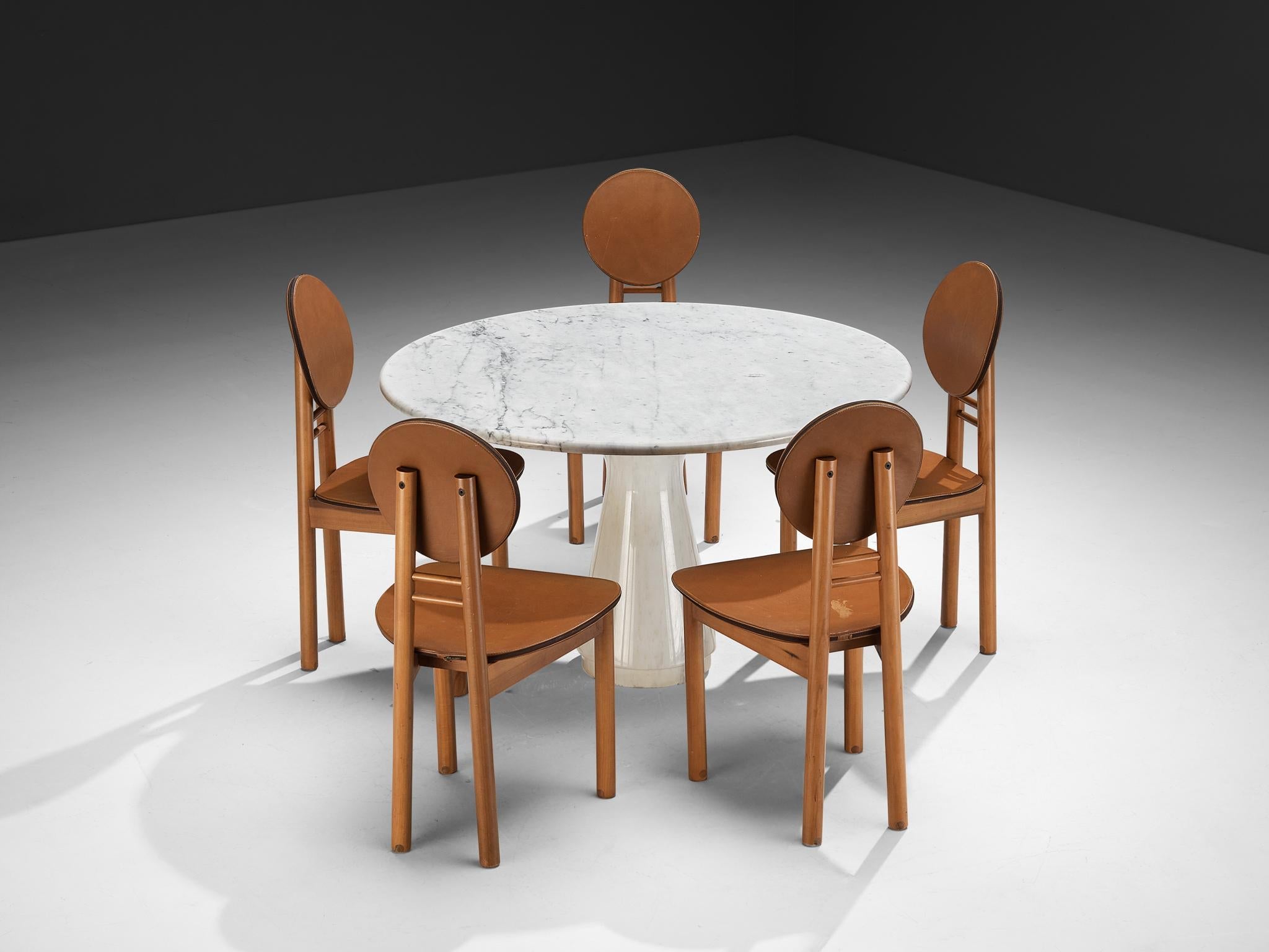 Italian Postmodern Dining Set Marble Table and Mobil Girgi Chairs seating Morentz