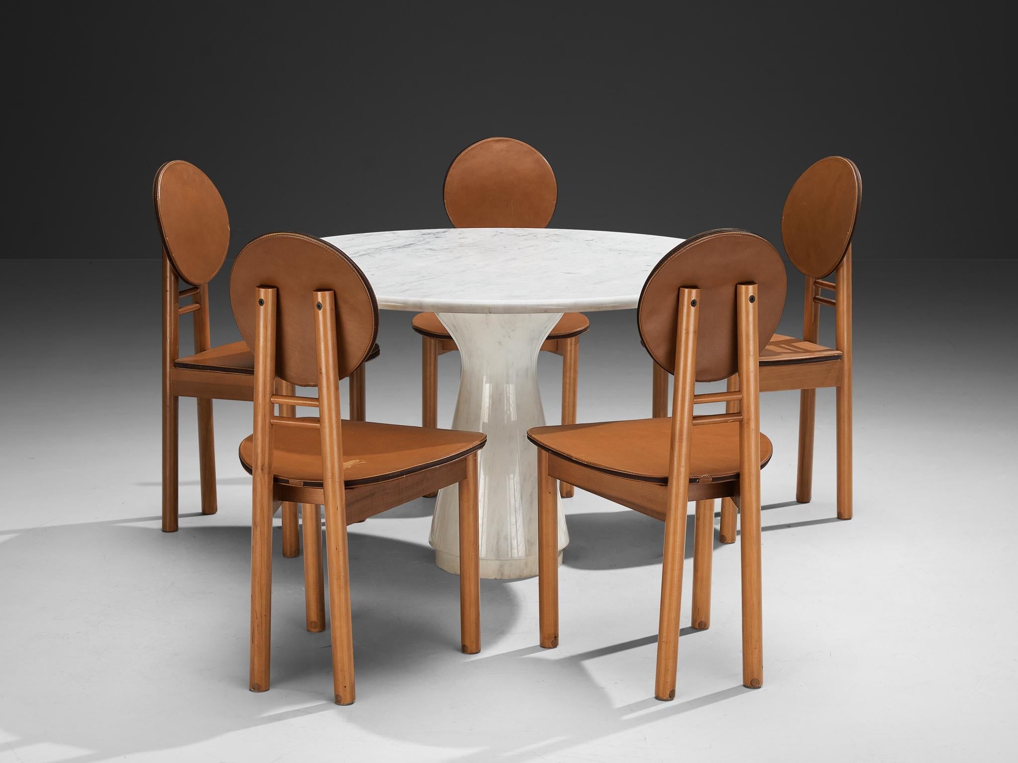 Italian Postmodern Dining Set Marble Table and Mobil Girgi Chairs seating Morentz