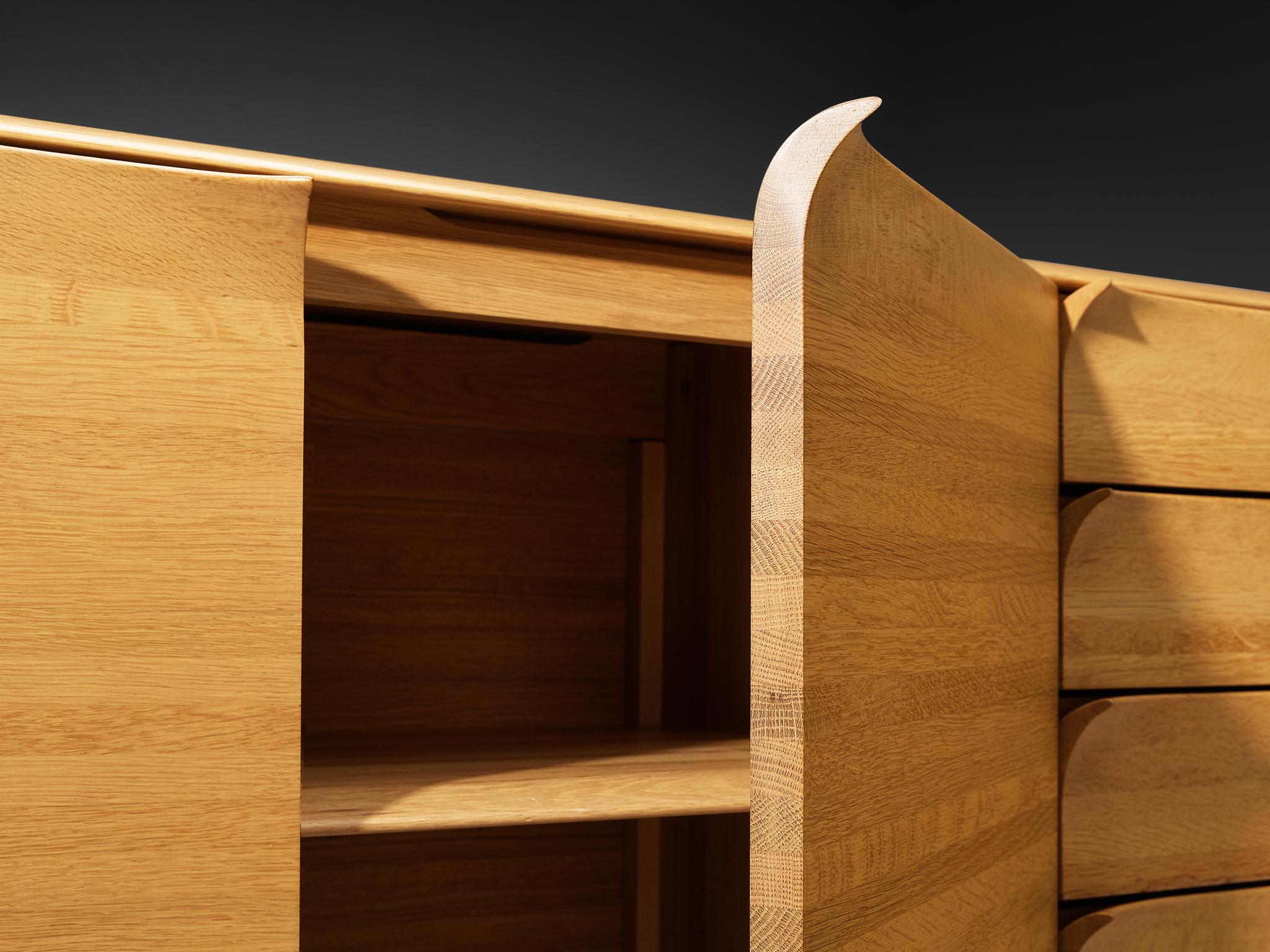 Bob van den Berghe for Van Den Berghe Pauvers 'Iris' Sideboard in Solid Oak case pieces and storage cabinets Morentz