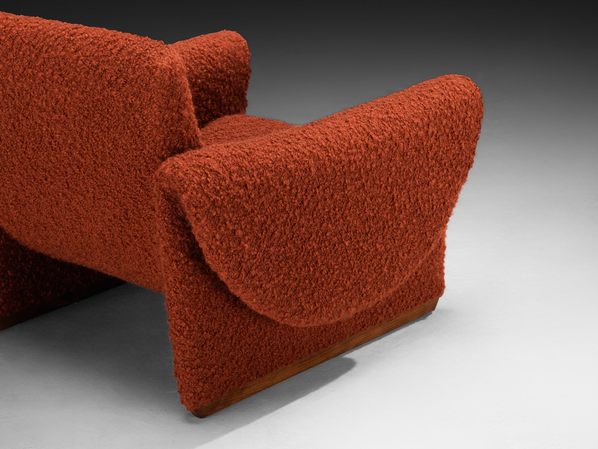 Louis Paolozzi for Zol Pair of Lounge Chairs in in Burnt Orange Colored Fabric Seating Morentz