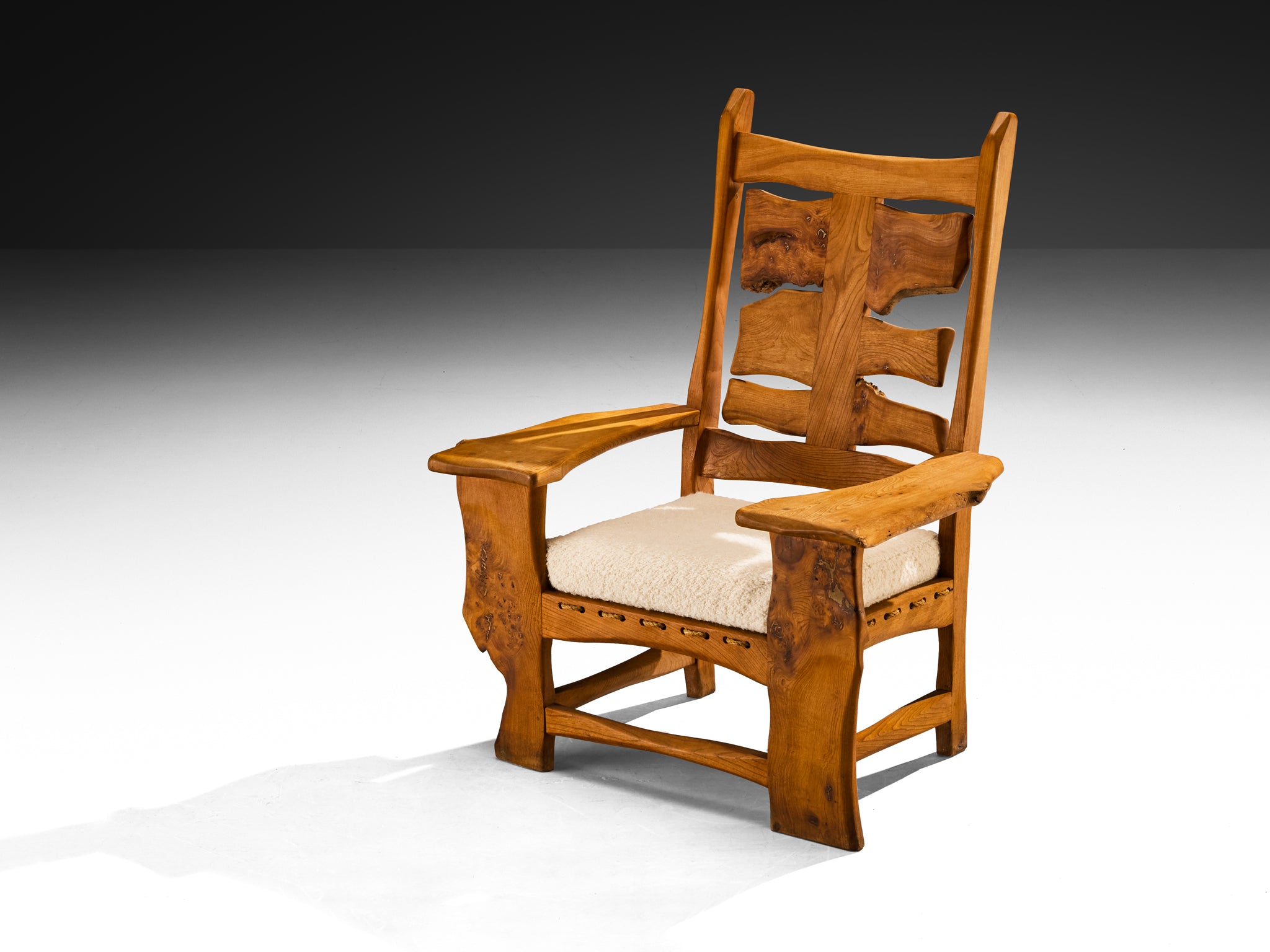 Sculptural Lounge Chair in Elm with Organic Form seating Morentz