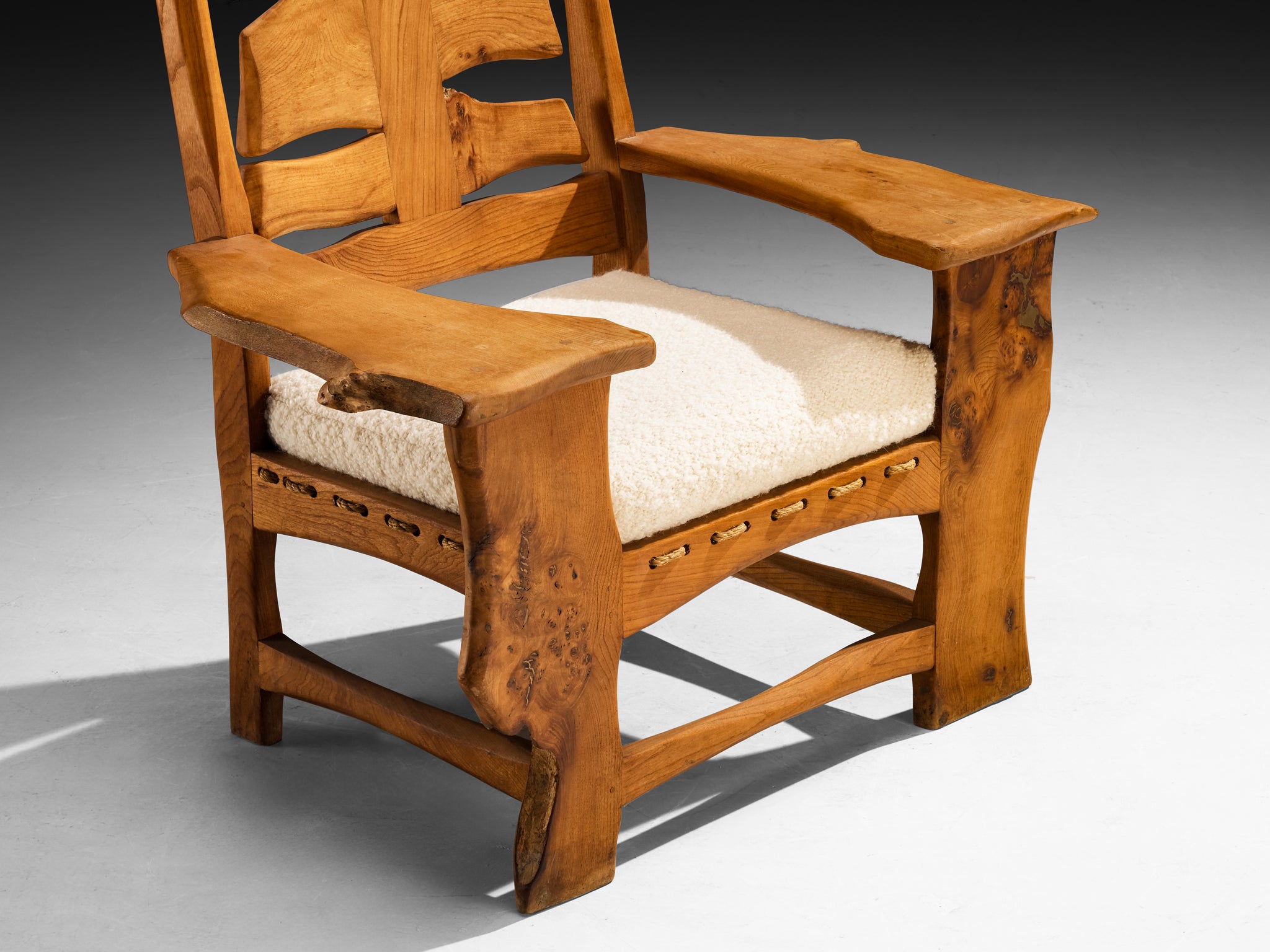 Sculptural Lounge Chair in Elm with Organic Form seating Morentz