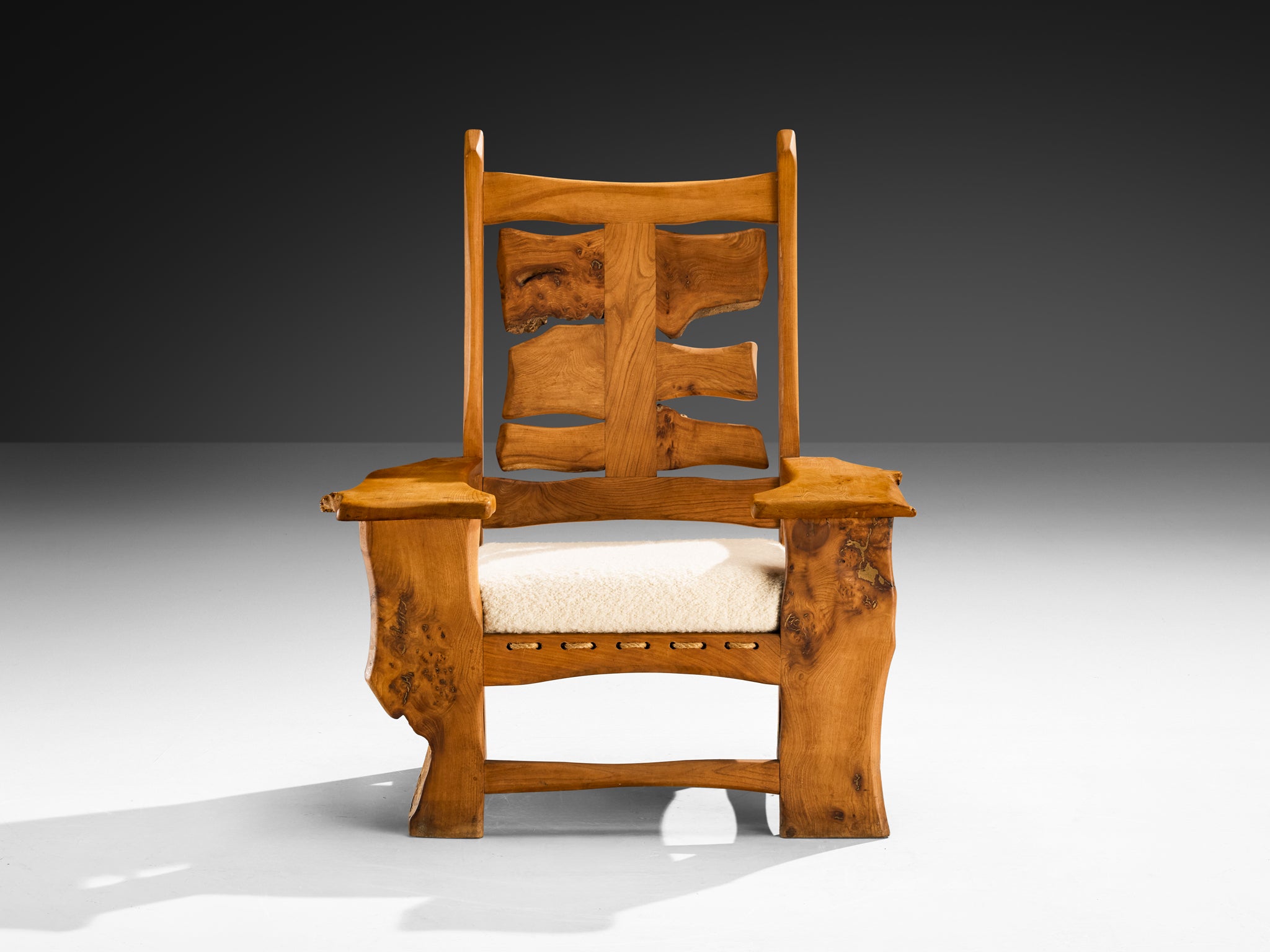 Sculptural Lounge Chair in Elm with Organic Form seating Morentz