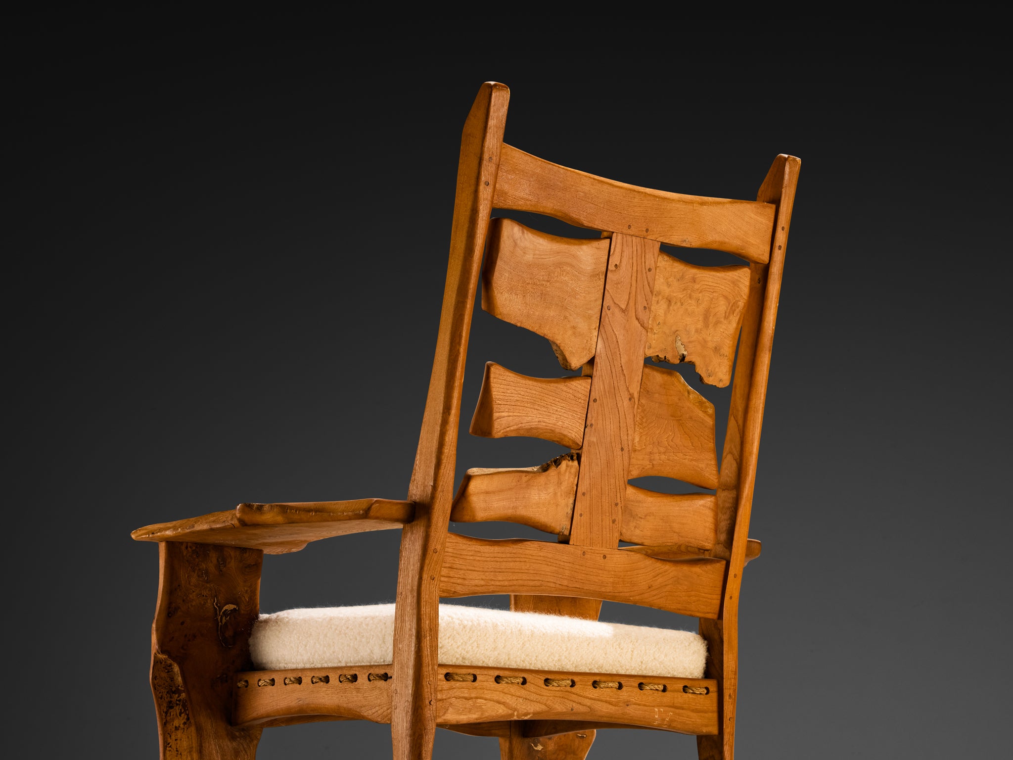 Sculptural Lounge Chair in Elm with Organic Form seating Morentz