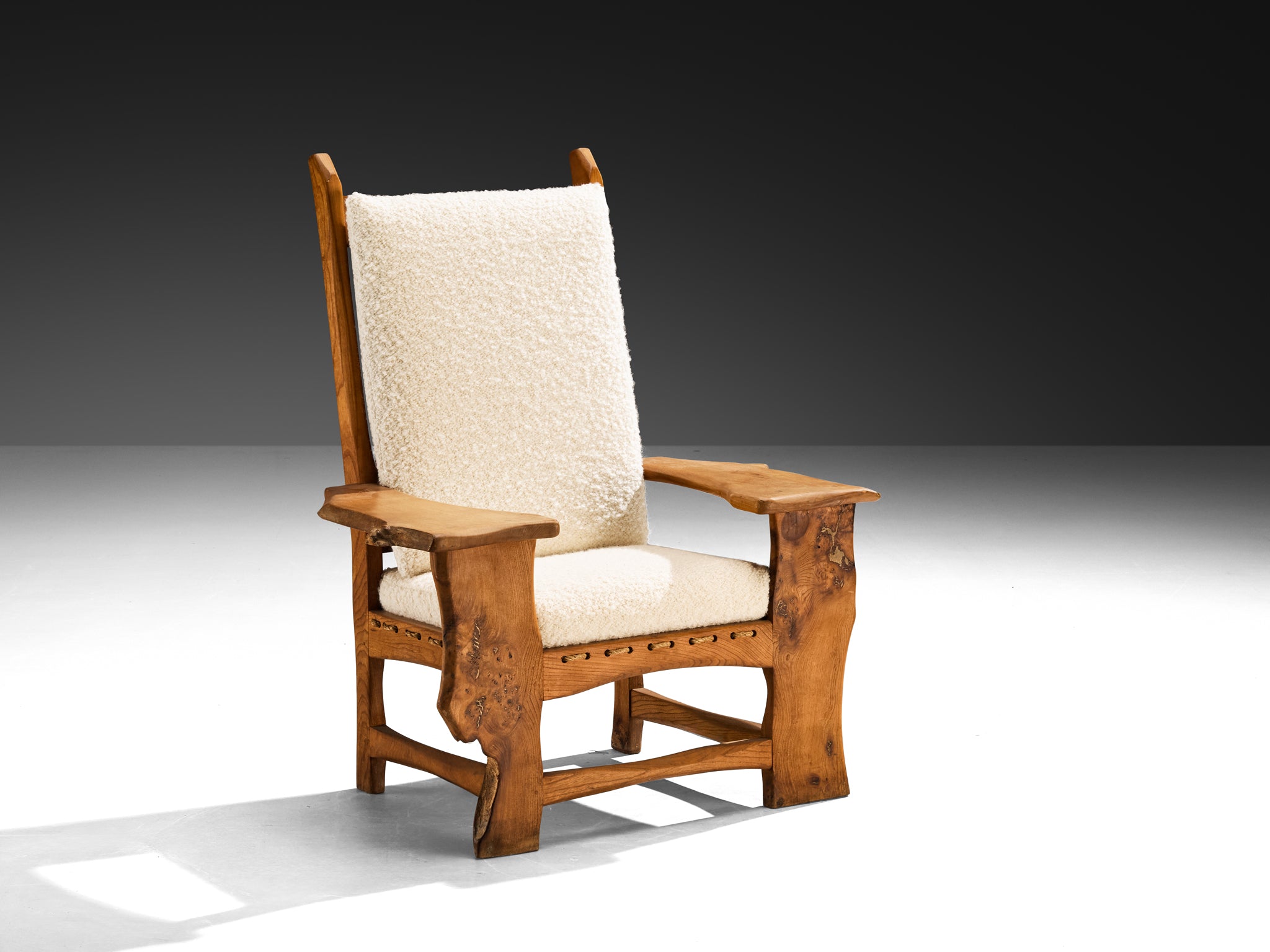 Sculptural Lounge Chair in Elm with Organic Form seating Morentz