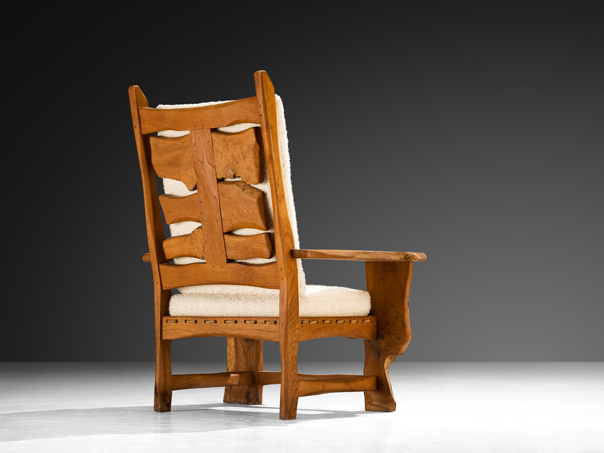 Sculptural Lounge Chair in Elm with Organic Form seating Morentz