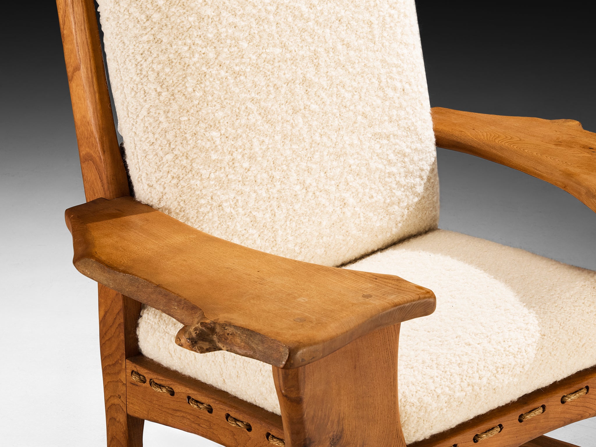 Sculptural Lounge Chair in Elm with Organic Form Seating Morentz