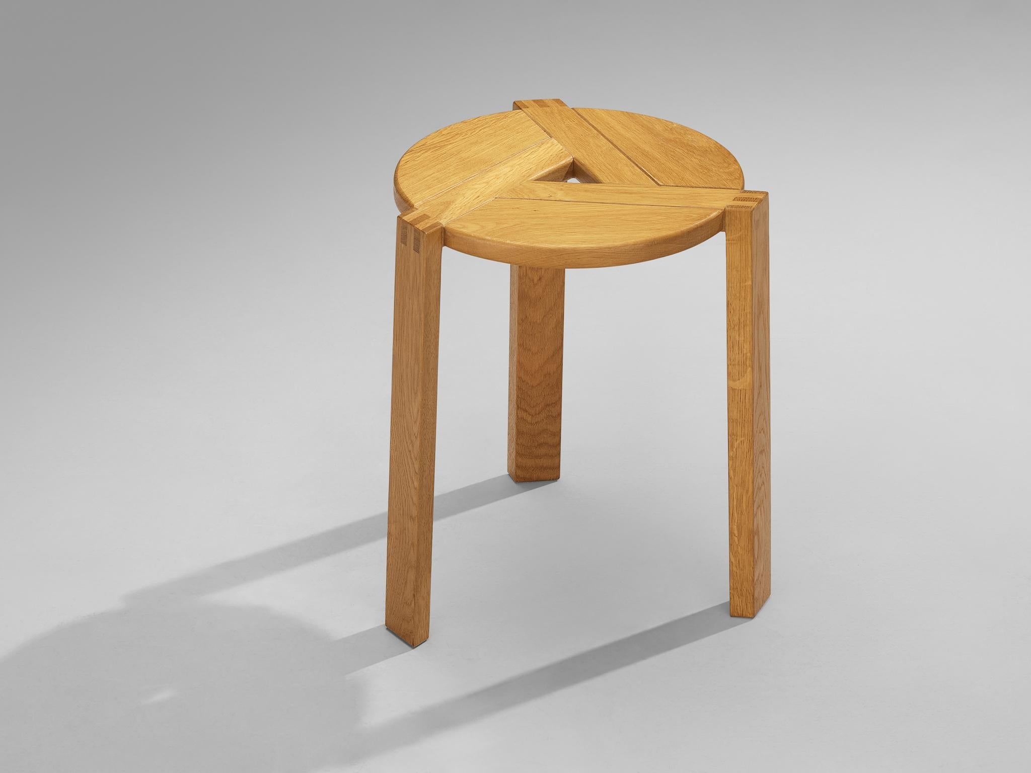 Geometric Round Stools in Solid Oak seating Morentz