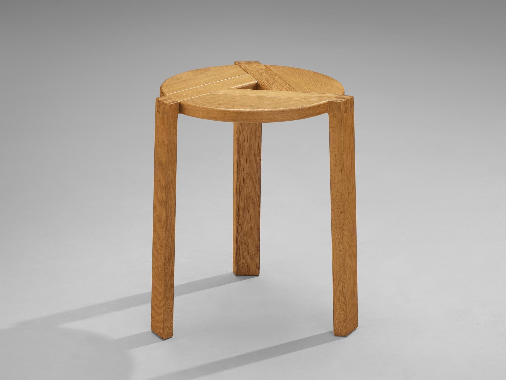 Geometric Round Stools in Solid Oak seating Morentz