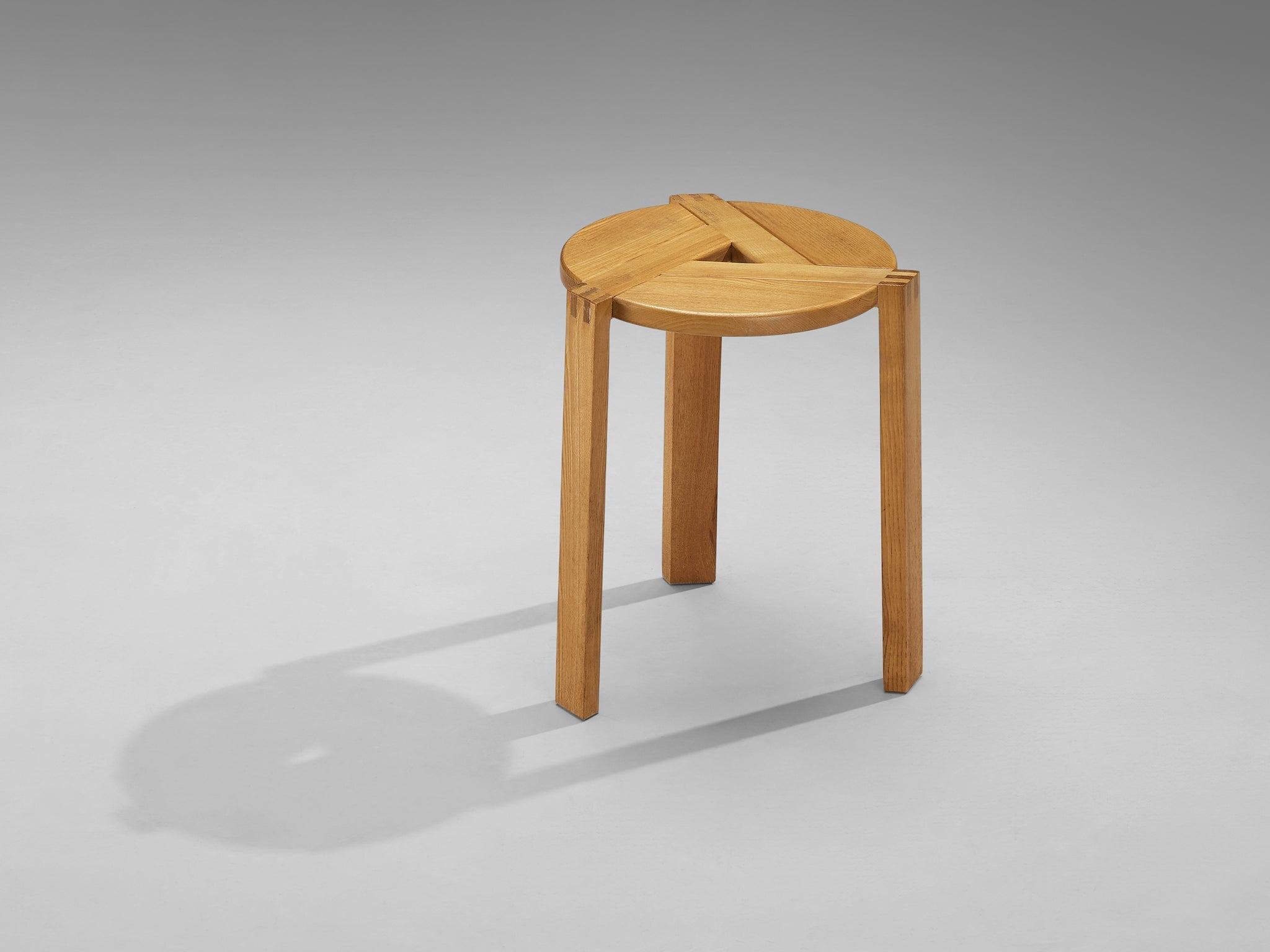 Geometric Round Stool in Solid Oak seating Morentz