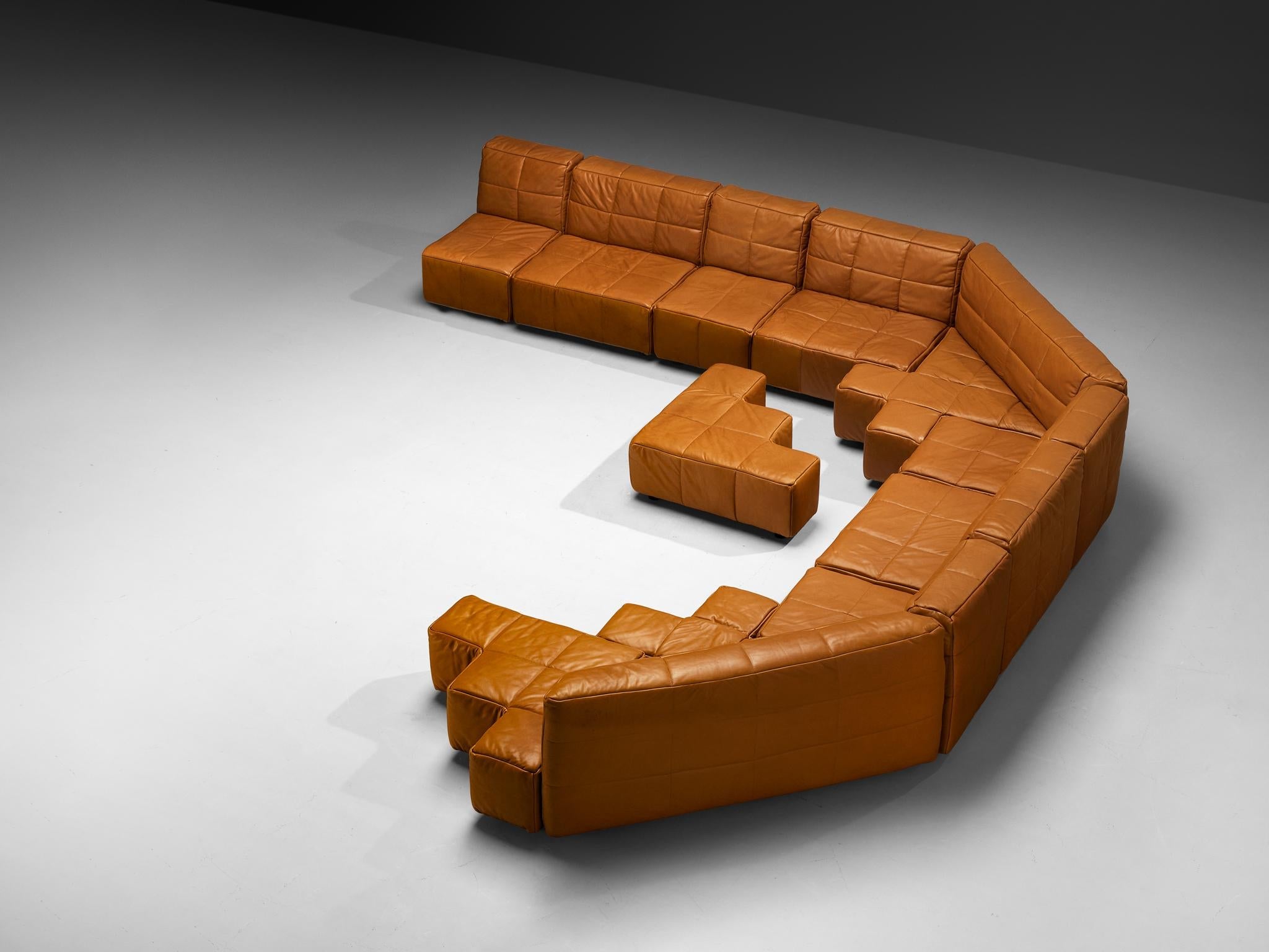 Hans Hopfer for Wiener Werkstätte Castell Sectional Sofa in Cognac Leather seating Morentz