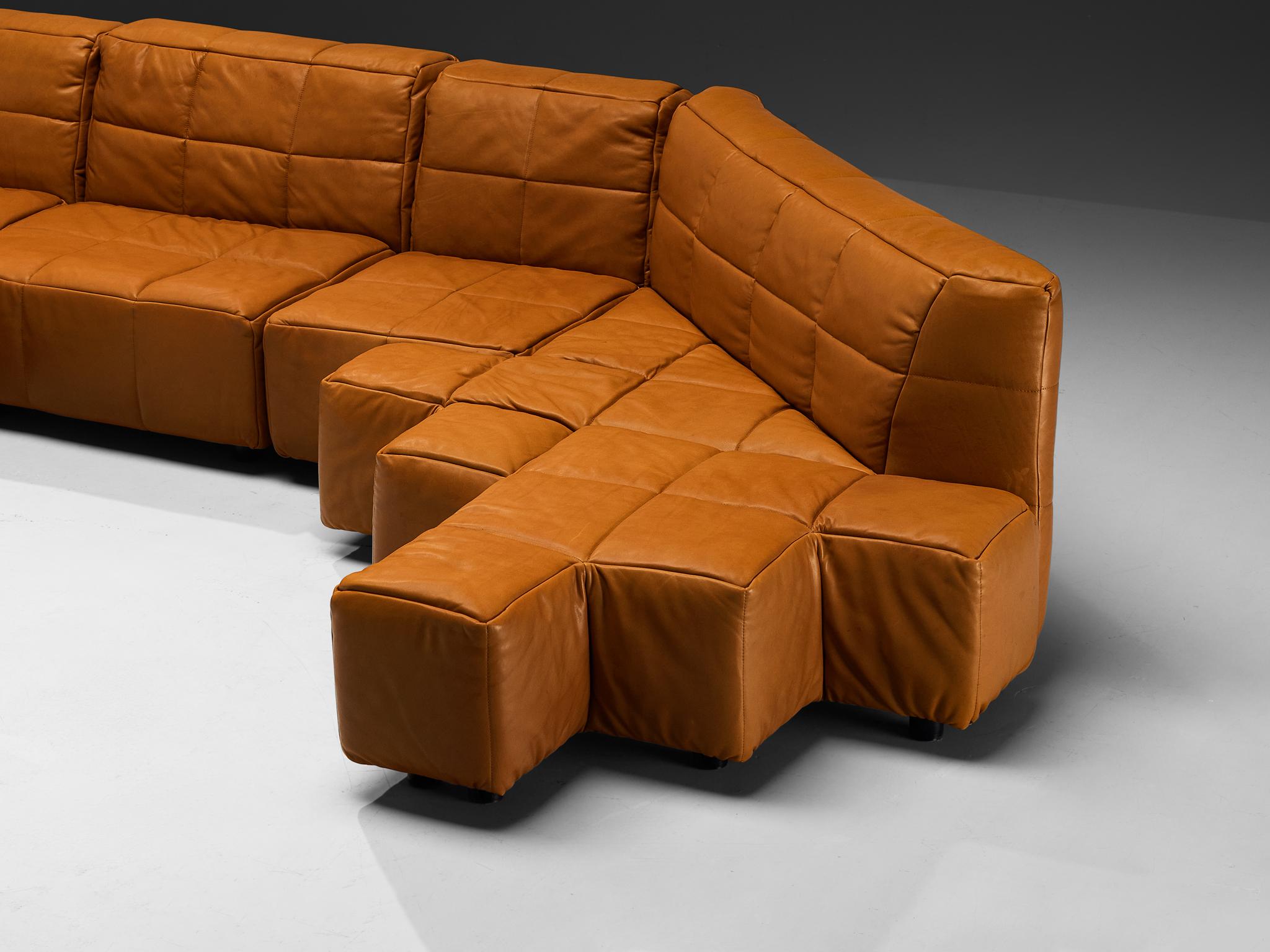 Hans Hopfer for Wiener Werkstätte Castell Sectional Sofa in Cognac Leather seating Morentz