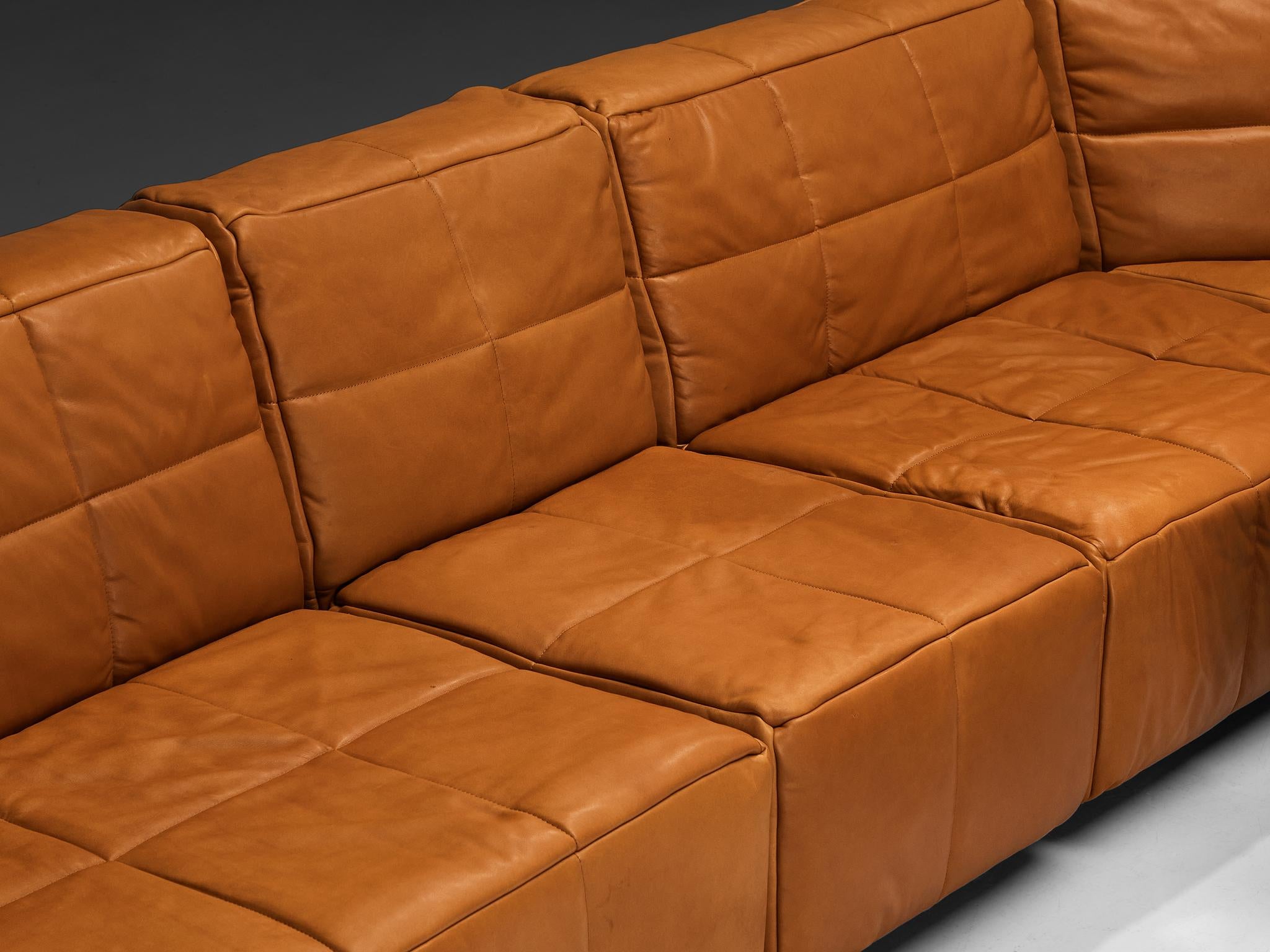 Hans Hopfer for Wiener Werkstätte Castell Sectional Sofa in Cognac Leather seating Morentz