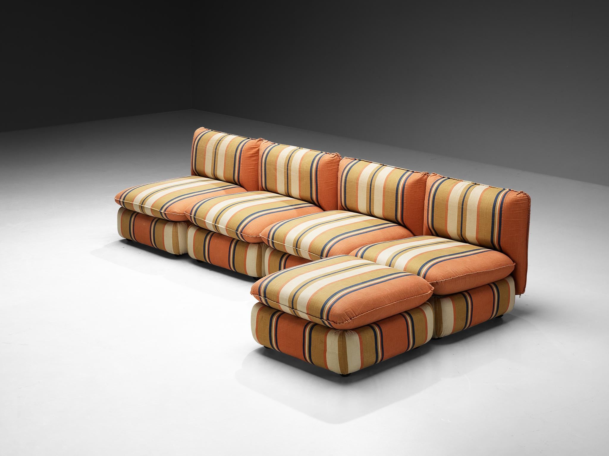 IPE Cavalli Italian Sectional Sofa in Colorful Striped Fabric seating Morentz