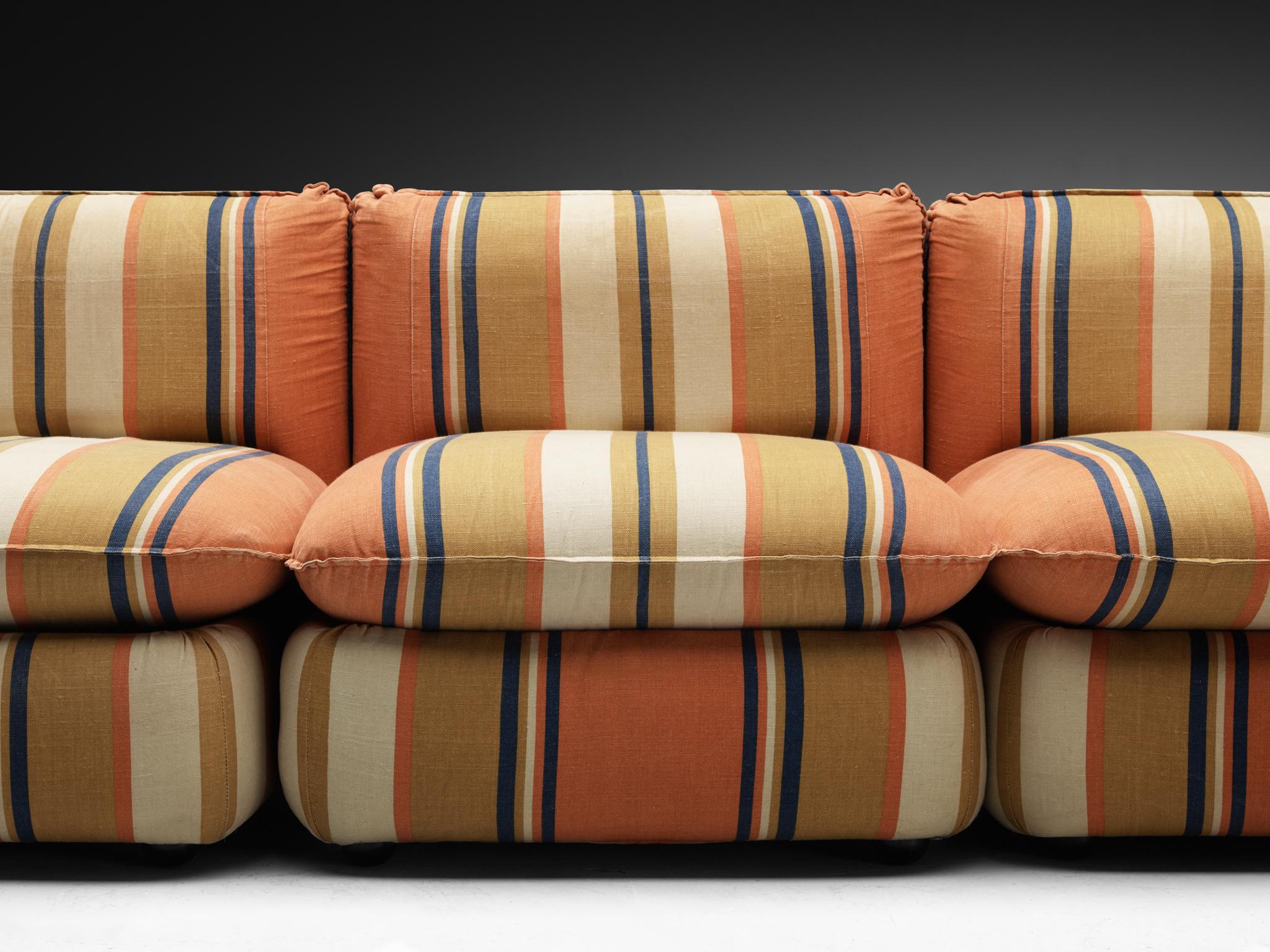 IPE Cavalli Italian Sectional Sofa in Colorful Striped Fabric seating Morentz