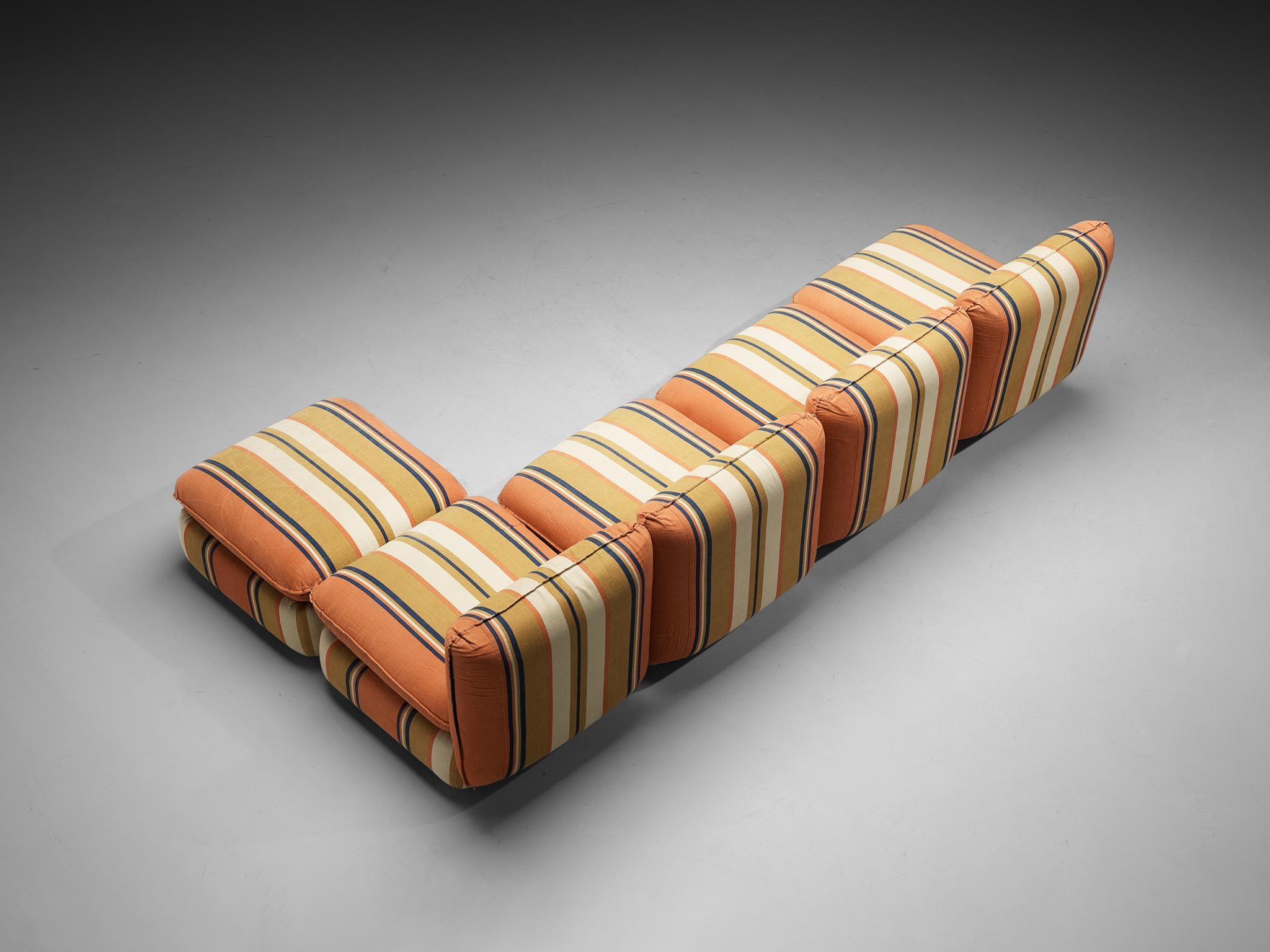 IPE Cavalli Italian Sectional Sofa in Colorful Striped Fabric seating Morentz