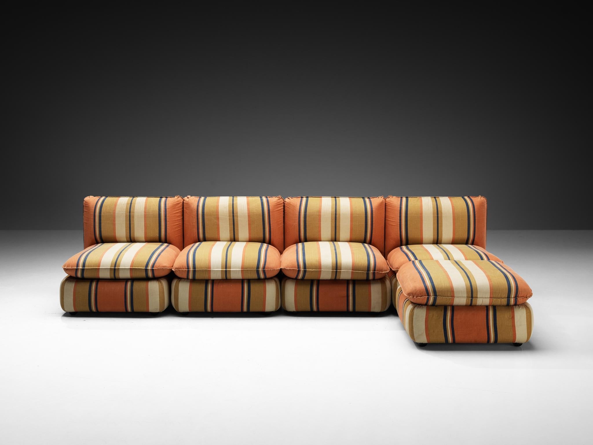 IPE Cavalli Italian Sectional Sofa in Colorful Striped Fabric seating Morentz