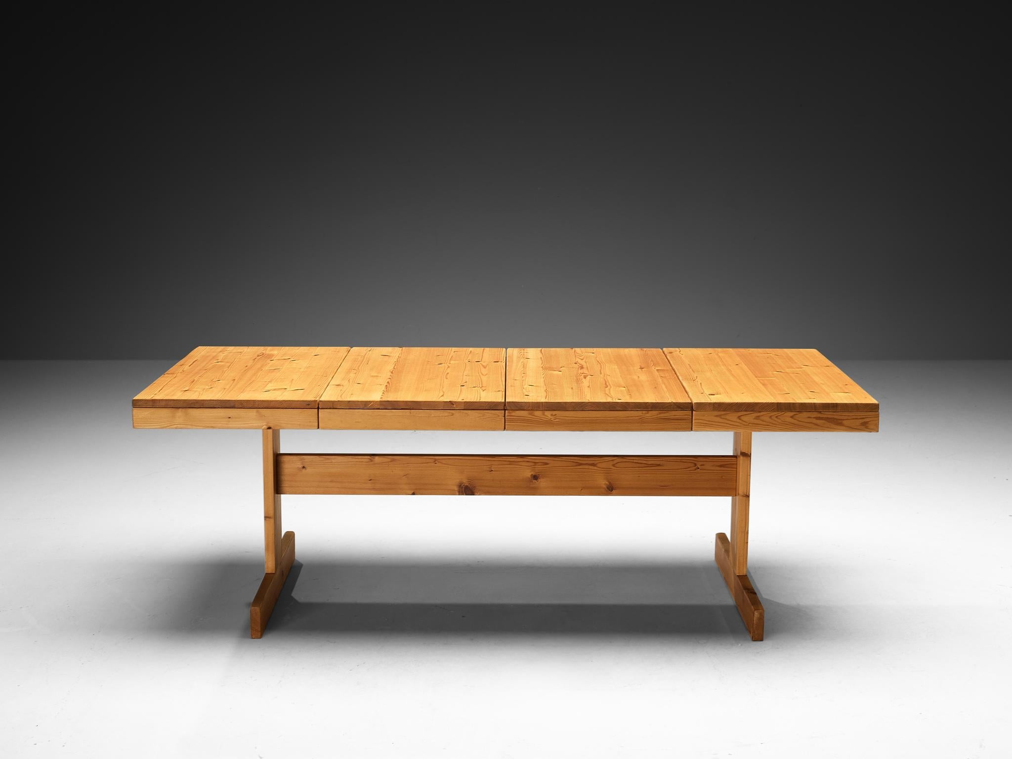 Dining Table with Trestle Base in Solid Pine Wood tables Morentz
