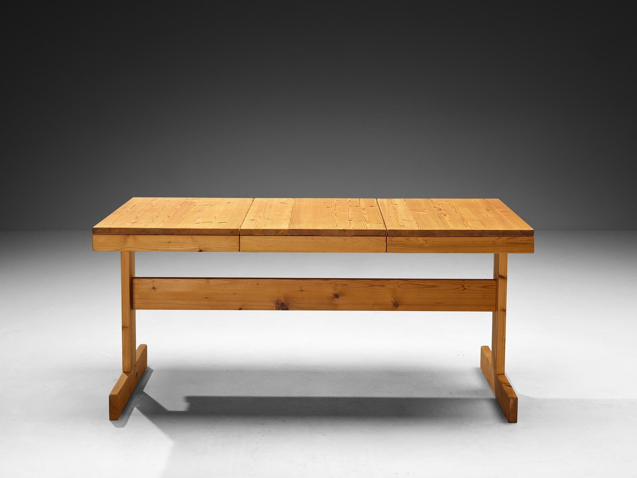 Dining Table with Trestle Base in Solid Pine Wood tables Morentz