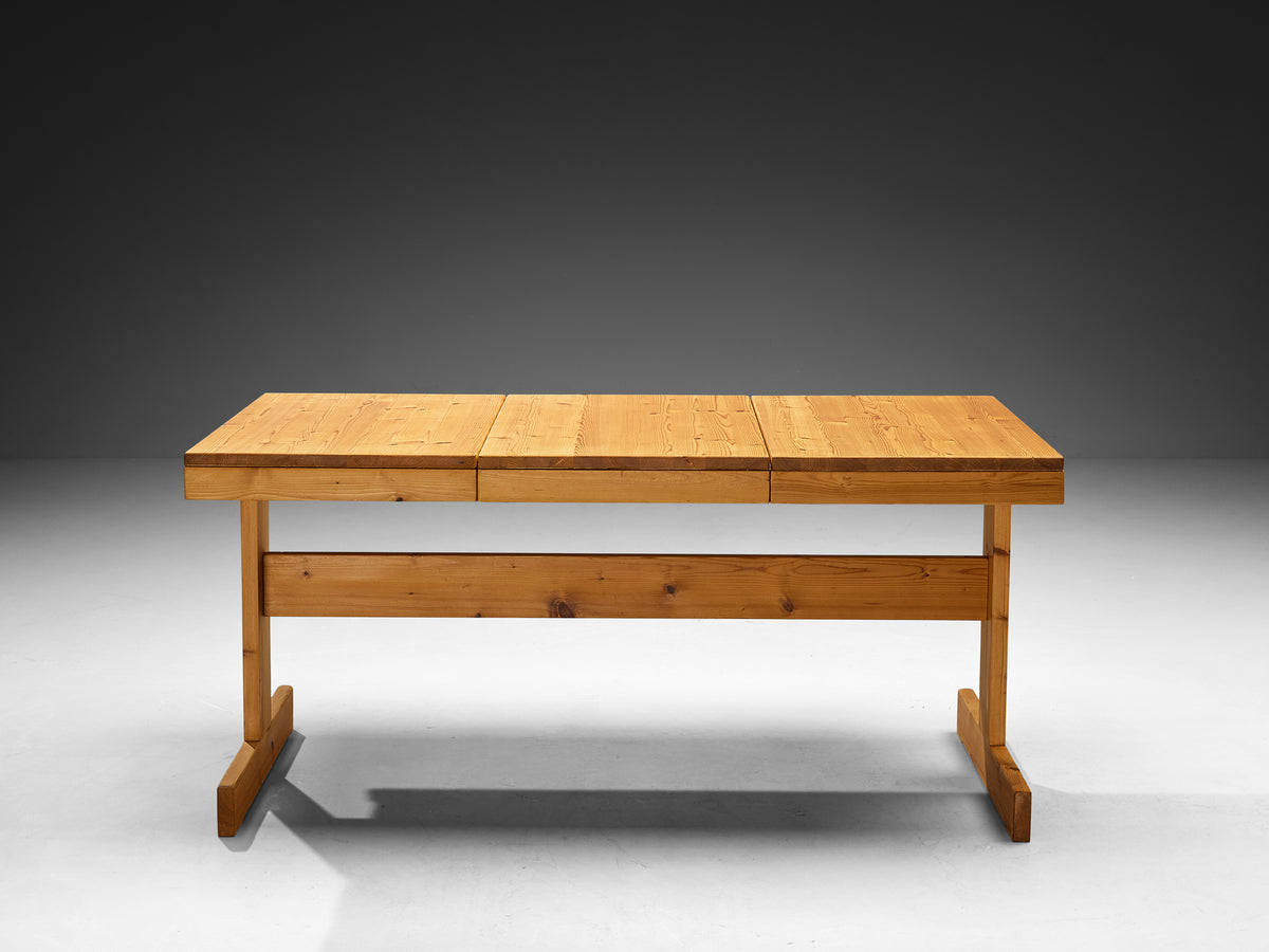 Extendable Dining Table with Trestle Base in Solid Pine Wood Tables Morentz