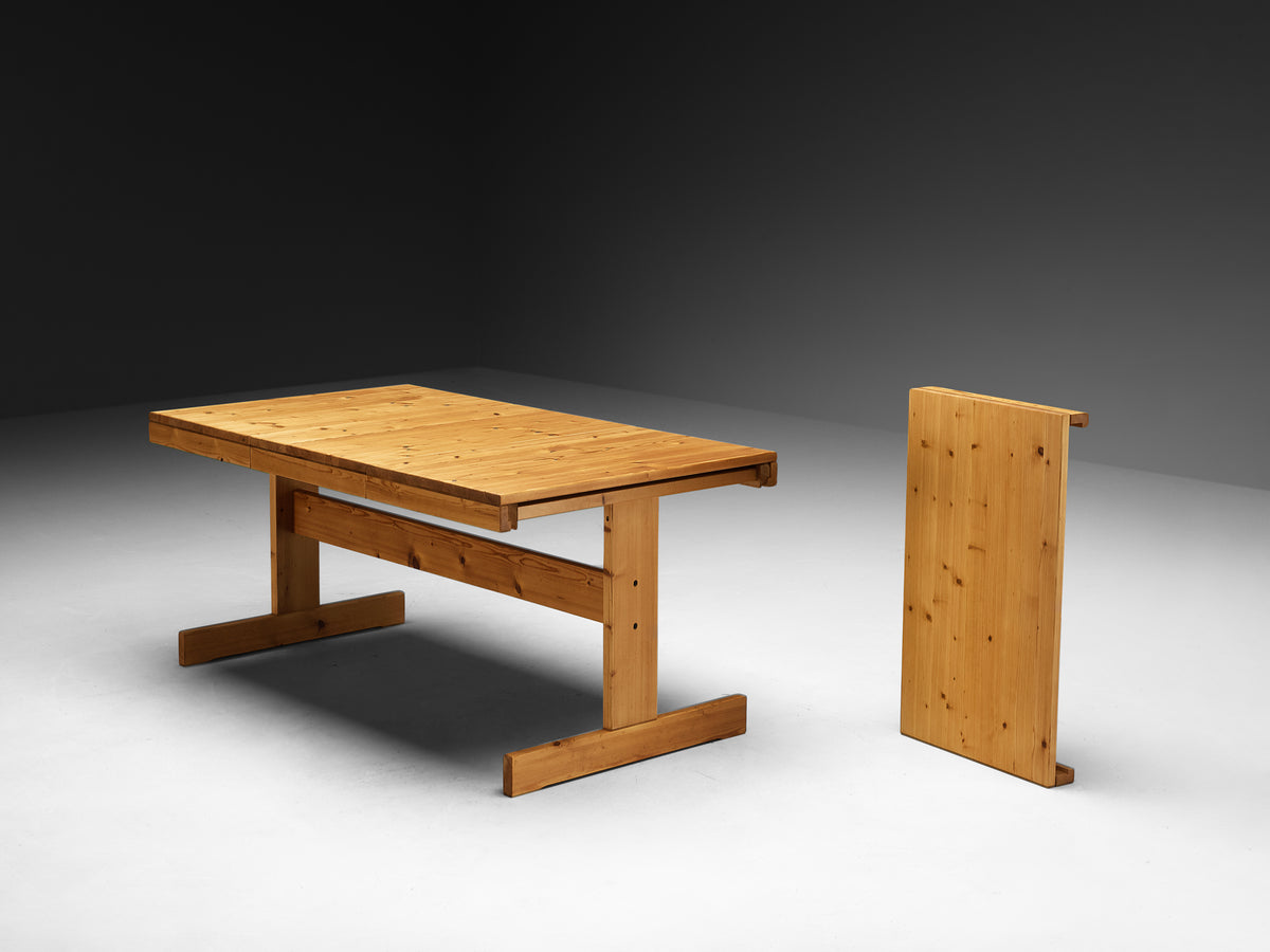 Extendable Dining Table with Trestle Base in Solid Pine Wood Tables Morentz