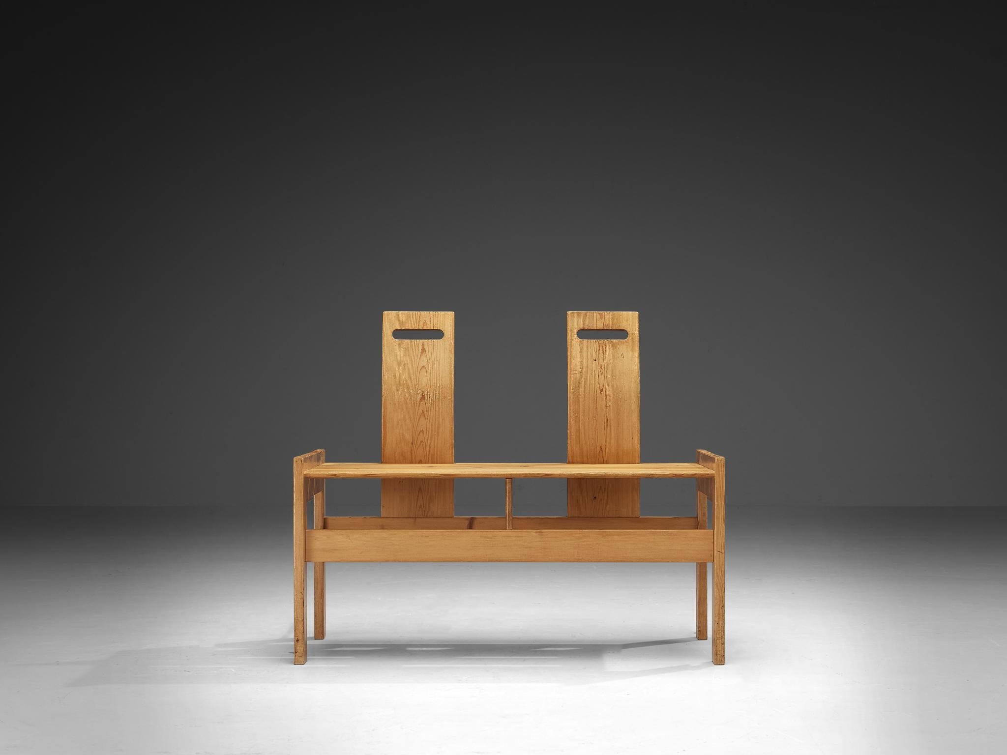 Sculptural Geometric Crafted Benches in Solid Pine seating Morentz