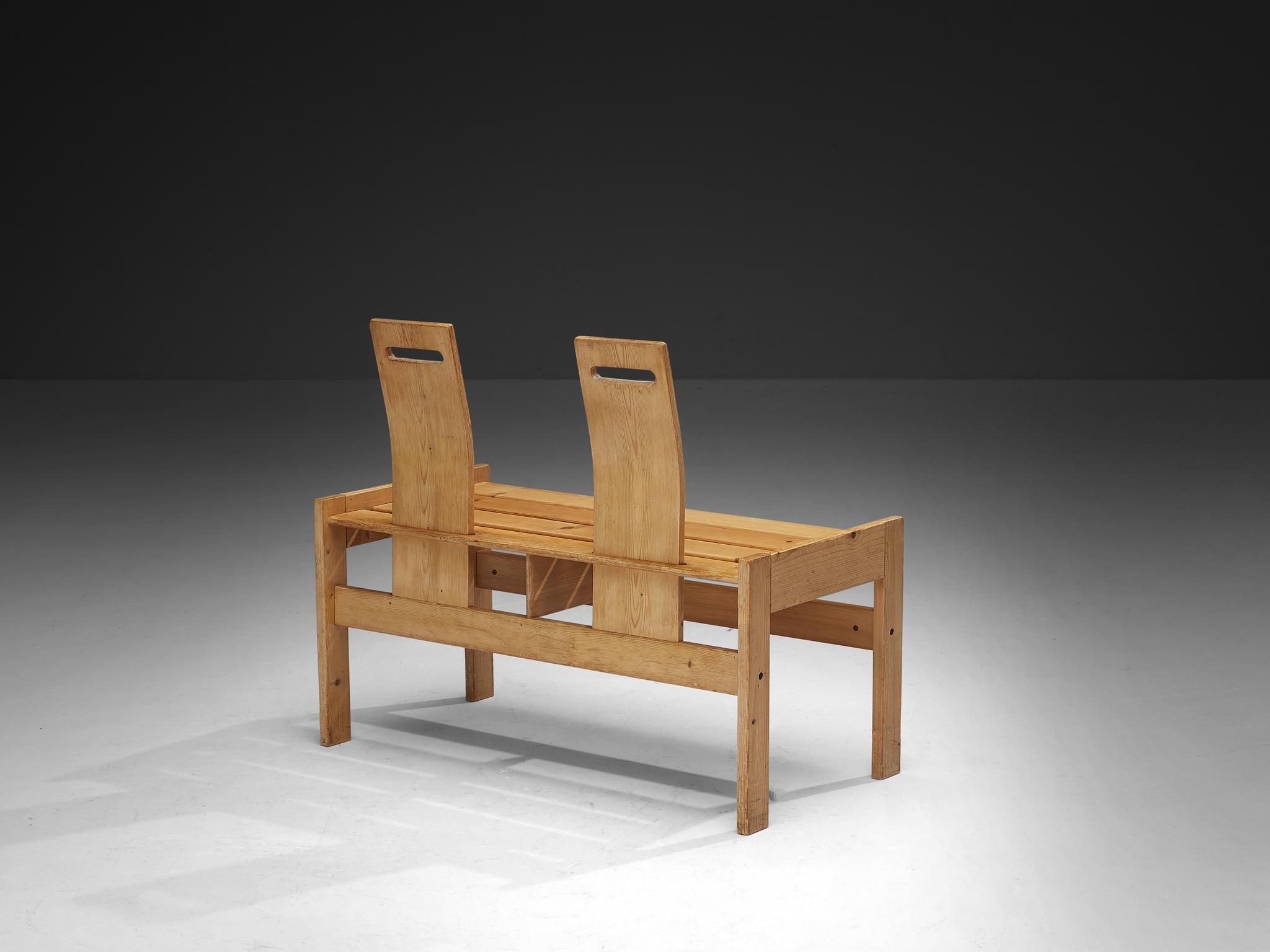 Sculptural Geometric Crafted Benches in Solid Pine seating Morentz